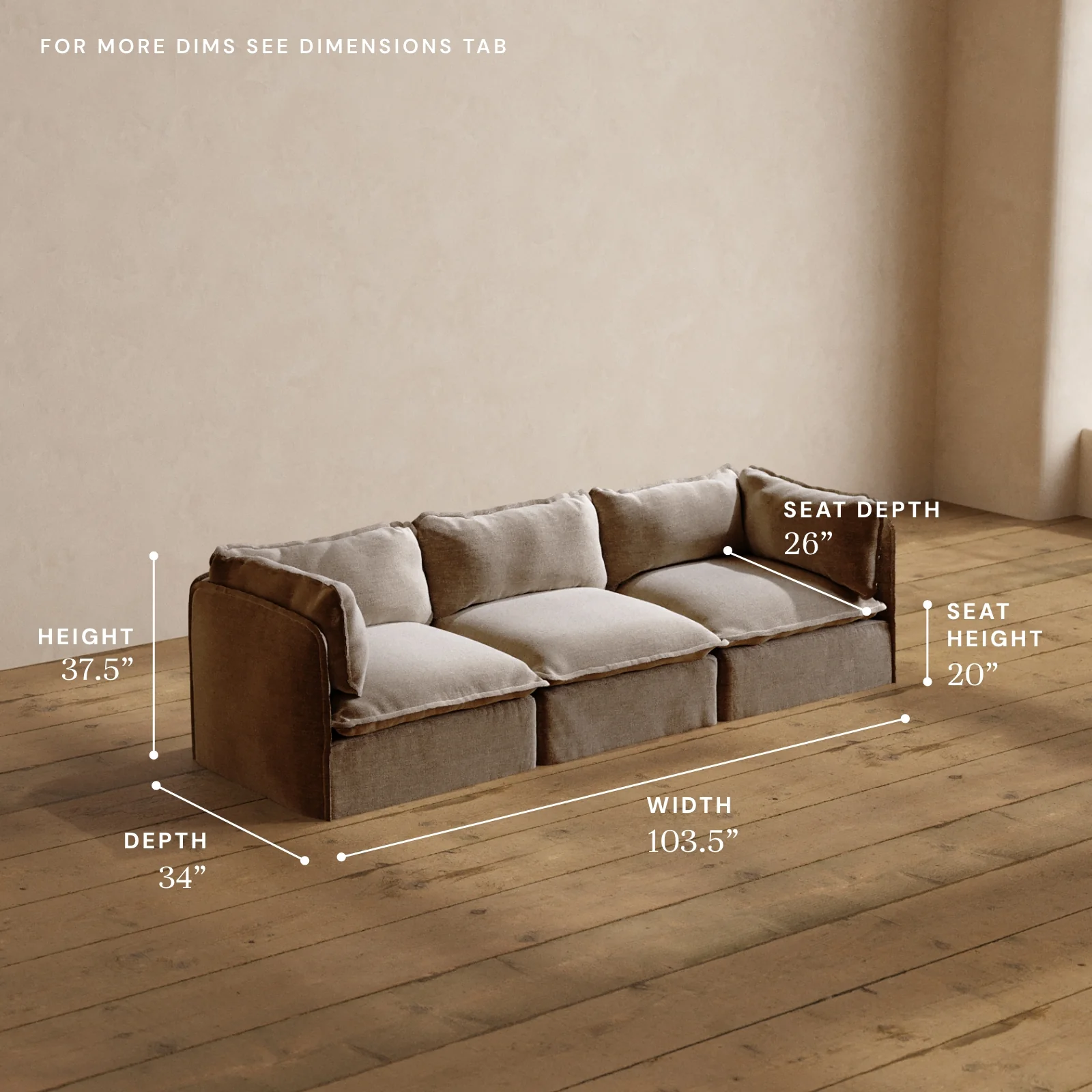 Modular Washable 3-Seater in Mist | Deluxe+ Seat | Cloud Pillow - Image 5