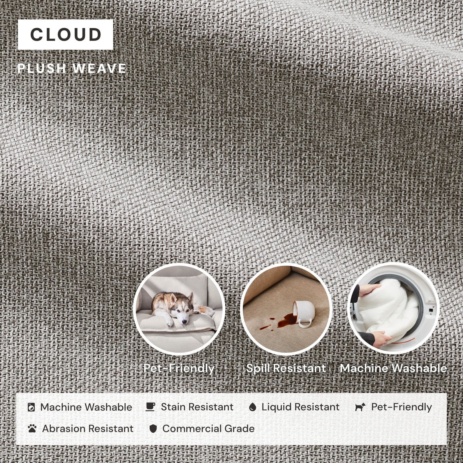 Elevate Comfort Layer Set for 6-Seater U-Sectional | Plush Weave in Cloud - Image 6
