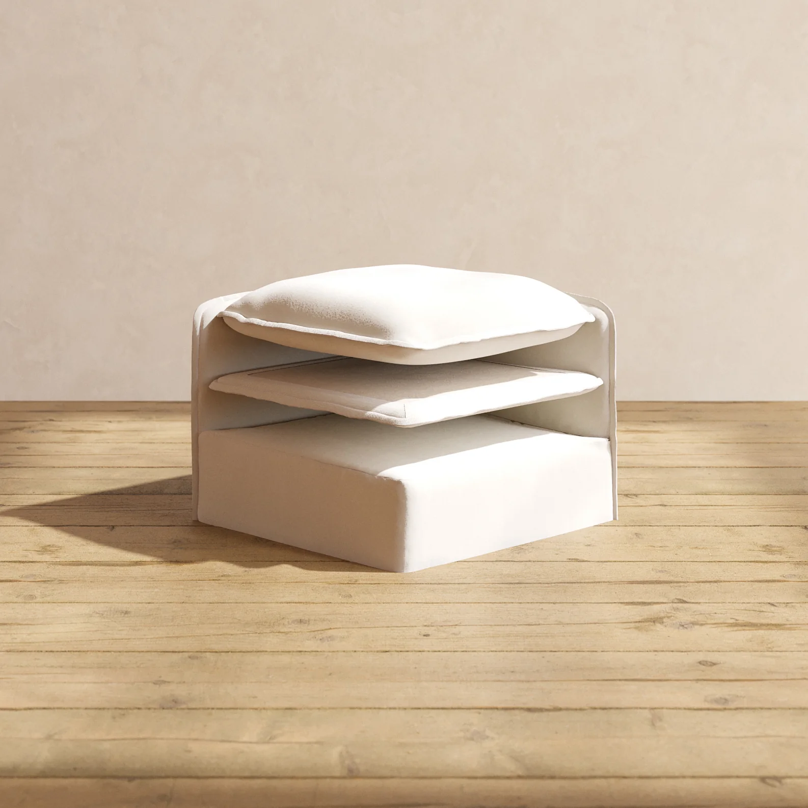 Elevate Comfort Layer Set for 7-Seater Open-Ends U-Sectional + Bench Ottoman | Blended Weave in Flour