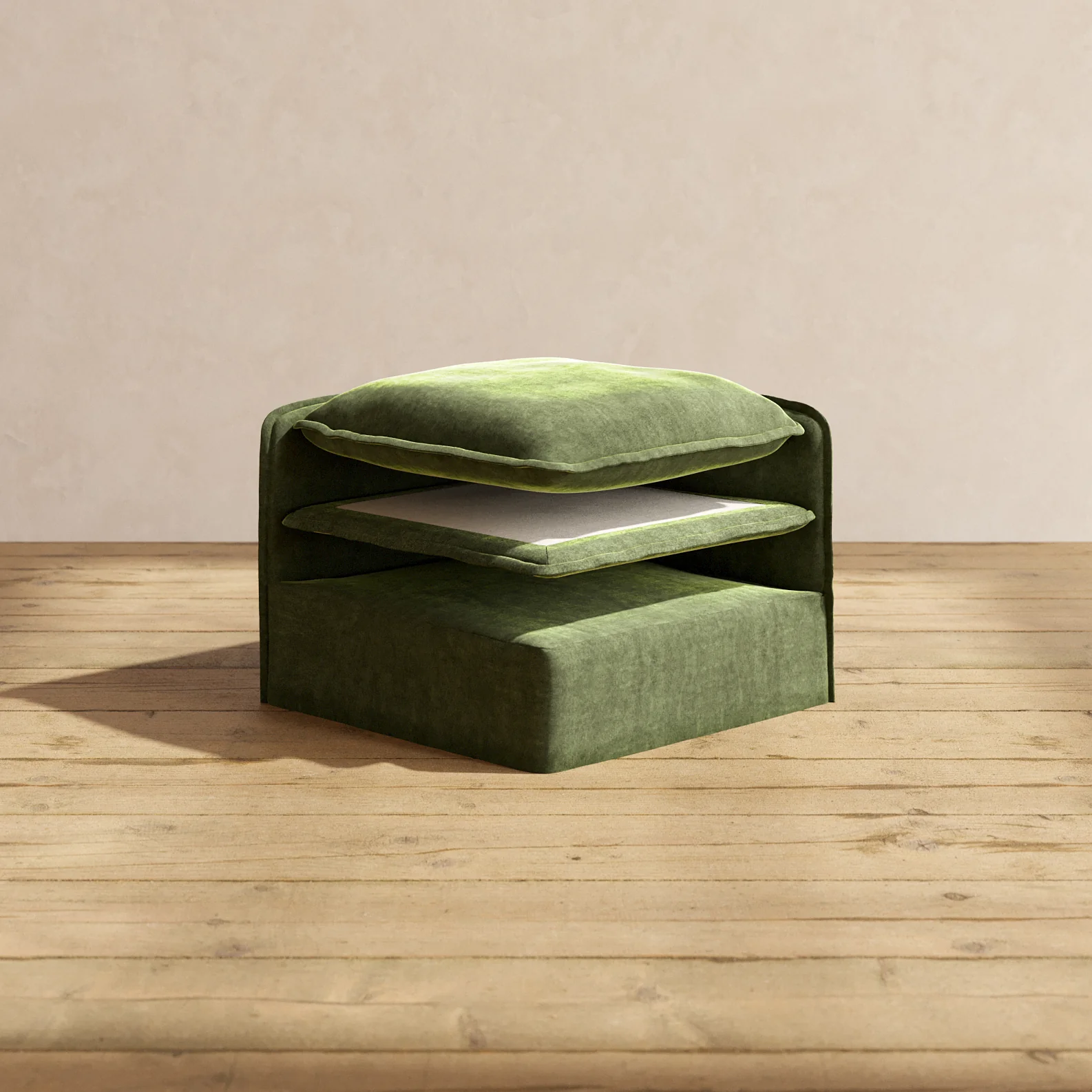 Elevate Comfort Layer Set for 7-Seater Open-Ends U-Sectional + Ottoman | Luxury Velvet in Olive