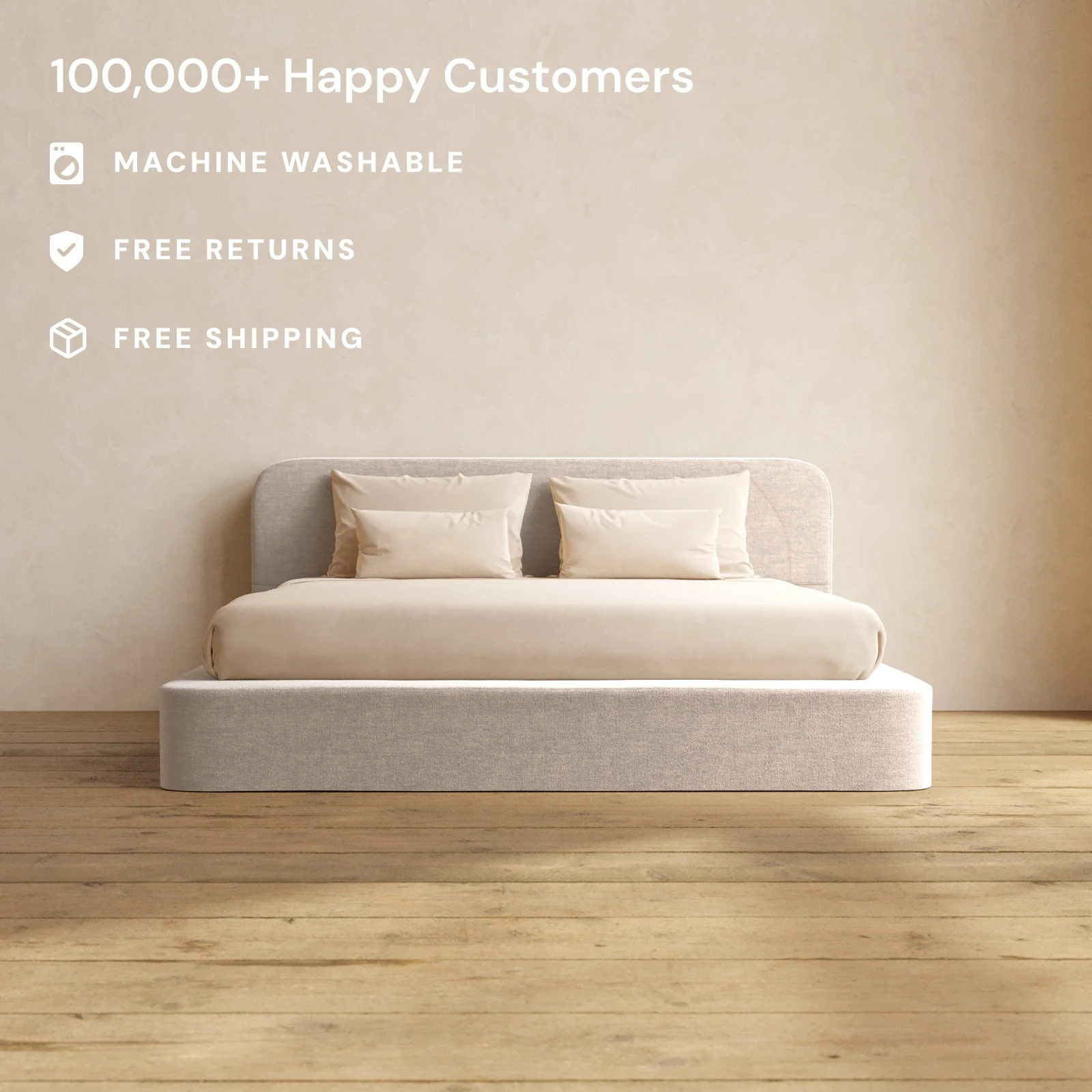King Upholstered Platform Bed + Headboard | Mod Velvet in Mist - Image 2