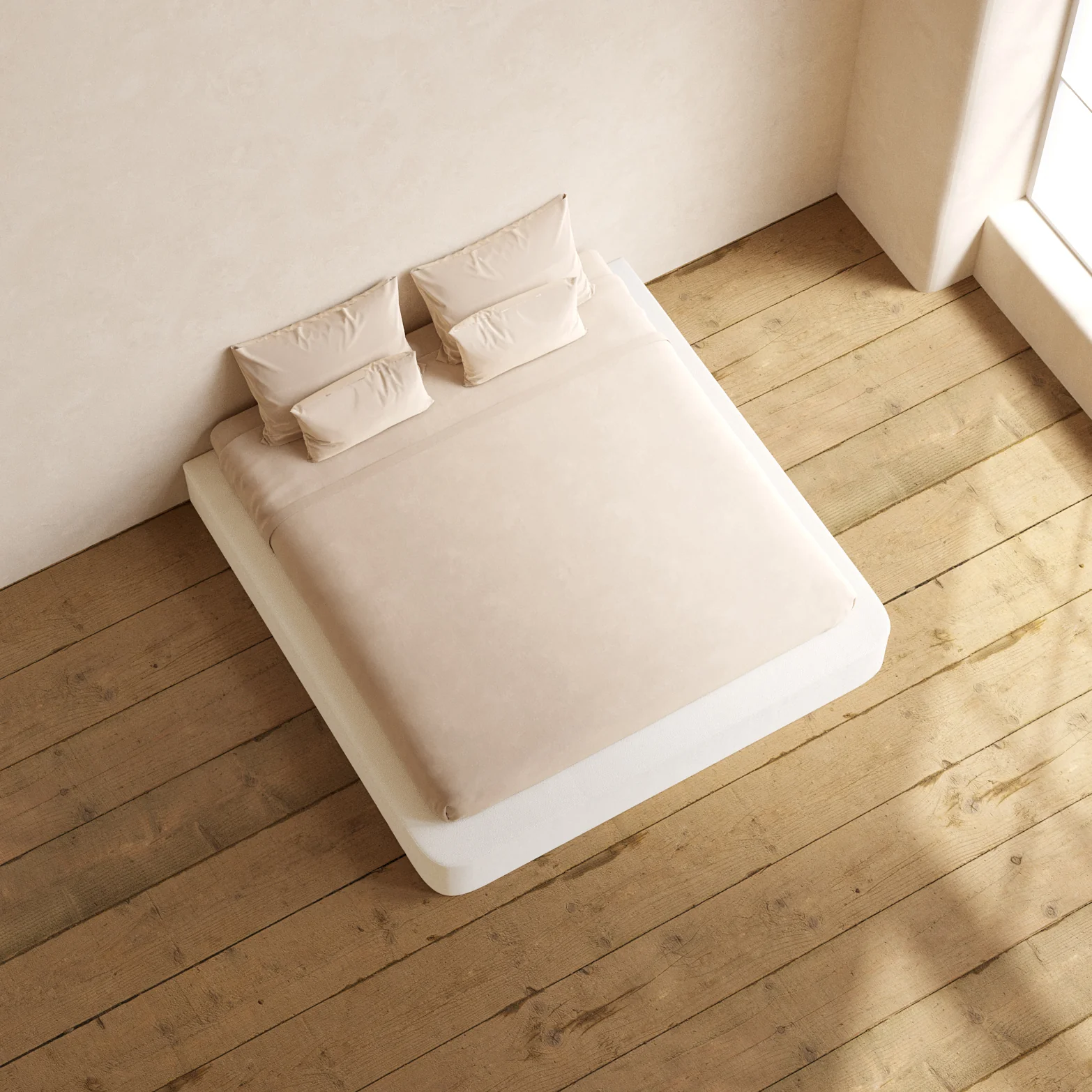 King Upholstered Platform Bed | Knit Velvet in Powder - Image 8