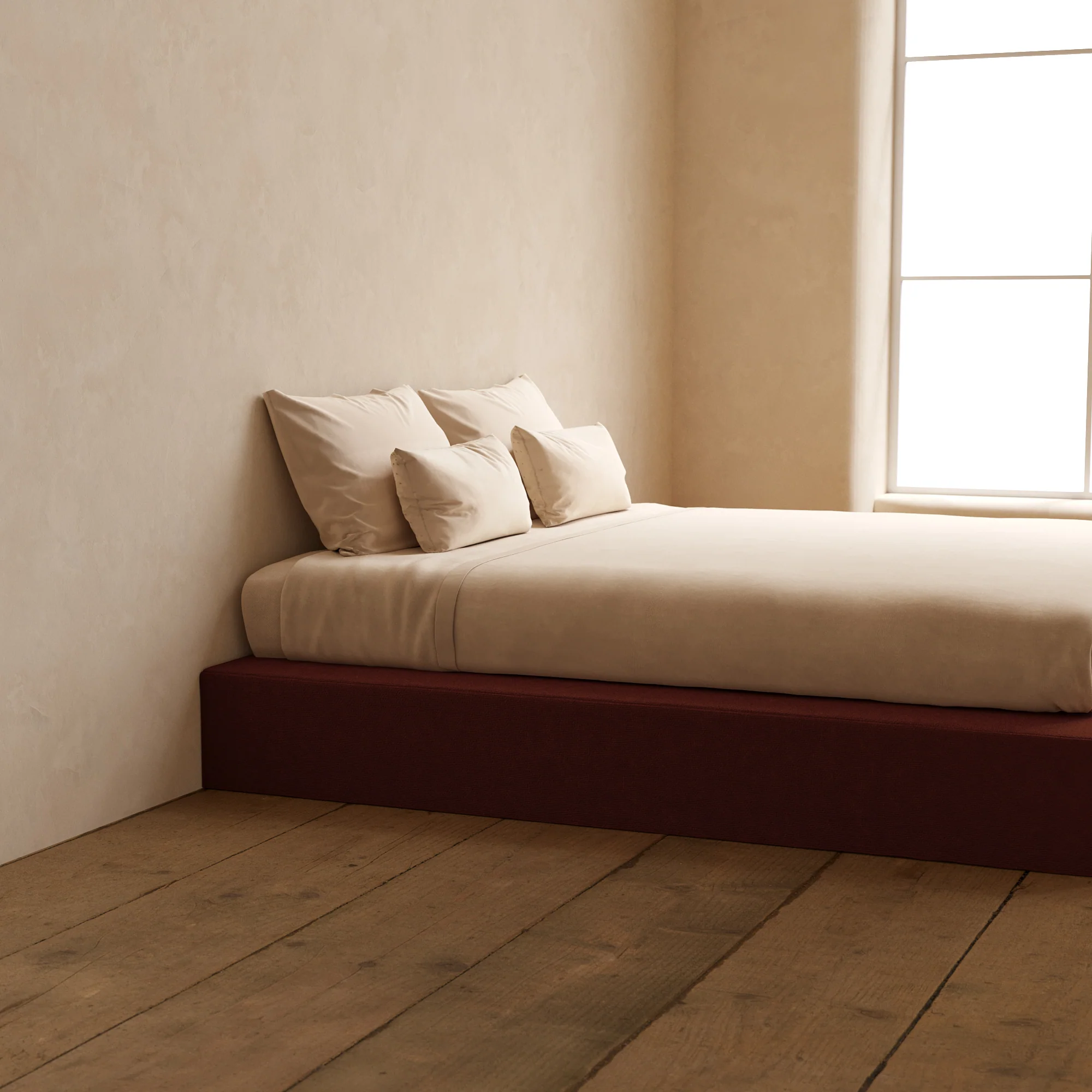 King Upholstered Platform Bed | Knit Velvet in Rust - Image 7