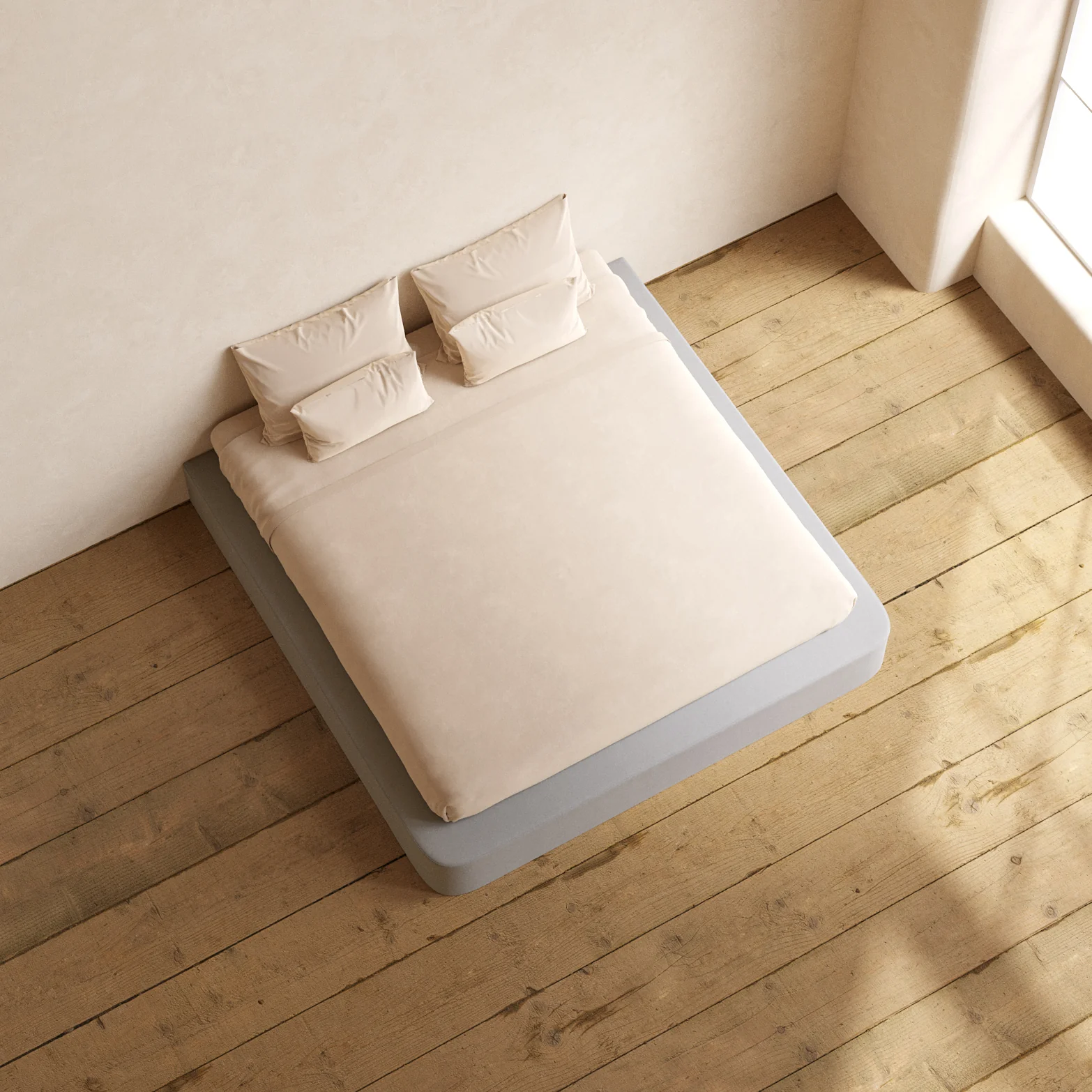King Upholstered Platform Bed | Micro Chenille in Pumice - Image 8