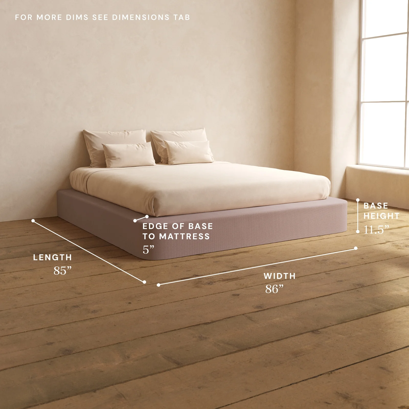 King Upholstered Platform Bed | Mizu Weave in Sakura - Image 5