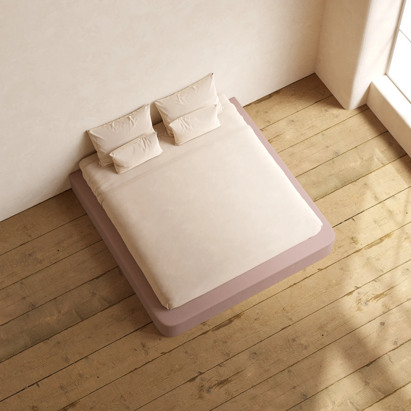King Upholstered Platform Bed | Mizu Weave in Sakura - Image 8