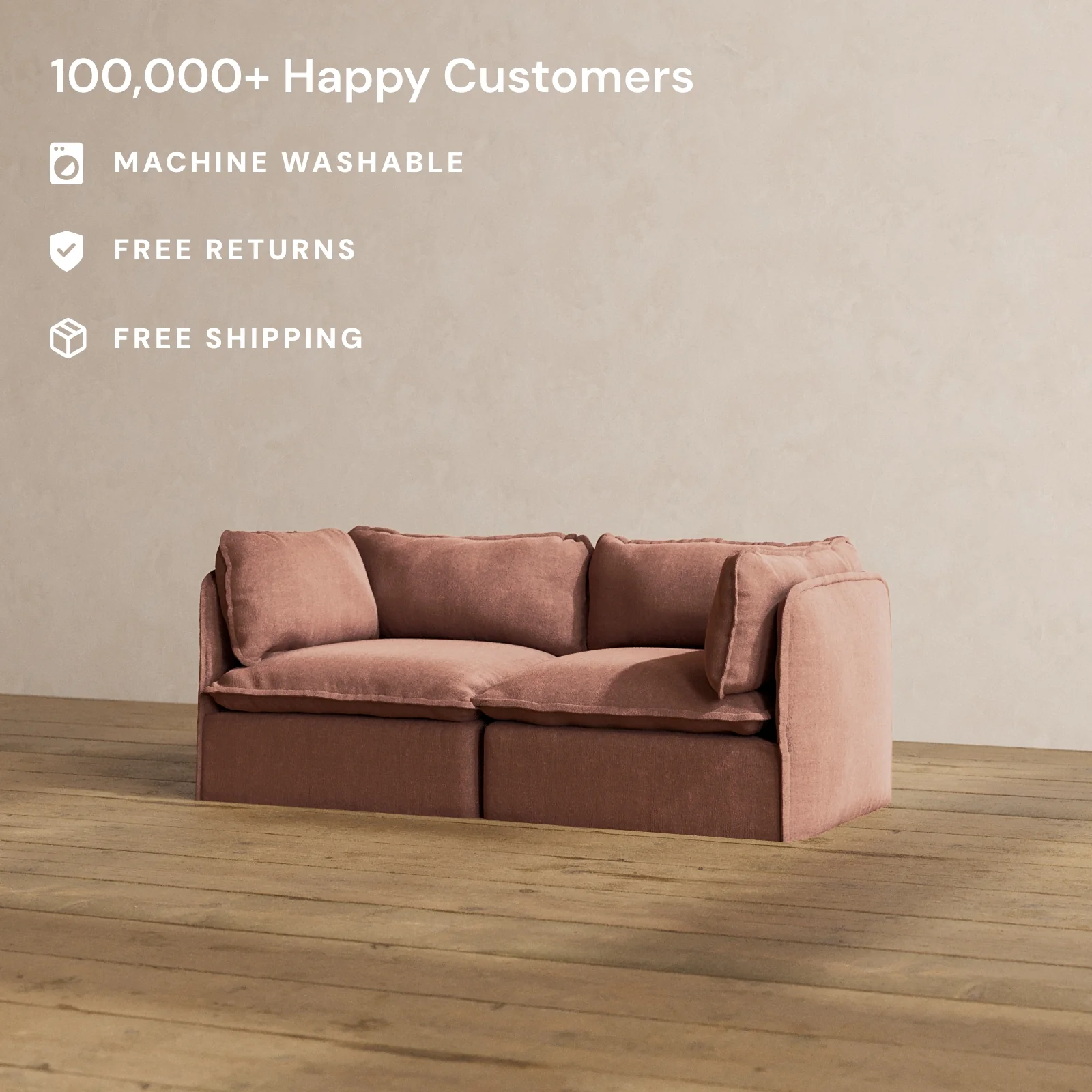 Modular Washable 2-Seater in Chestnut | Memorix+ Seat | Contour Pillow - Image 2