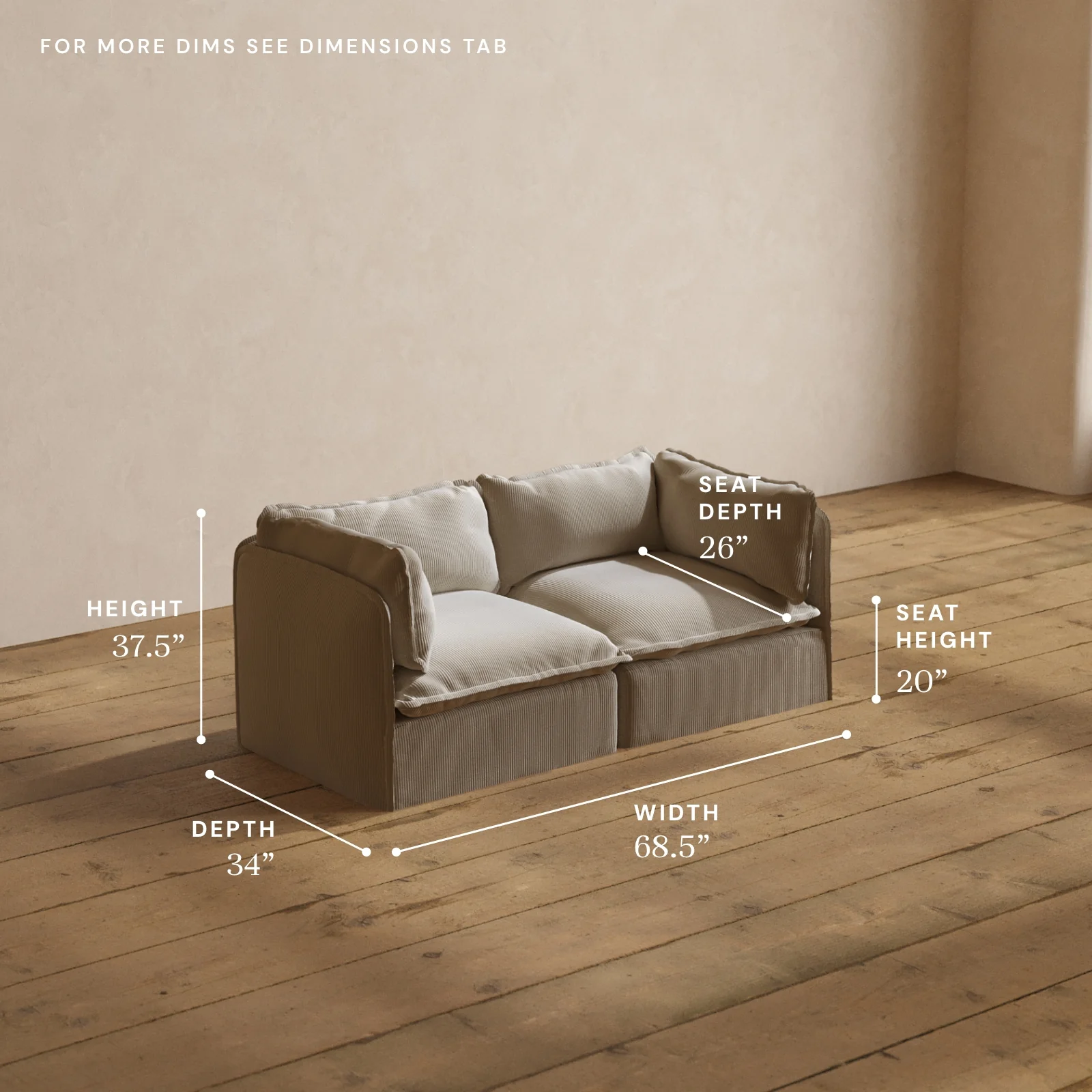 Modular Washable 2-Seater in Milk | Deluxe+ Seat | Cloud Pillow - Image 5