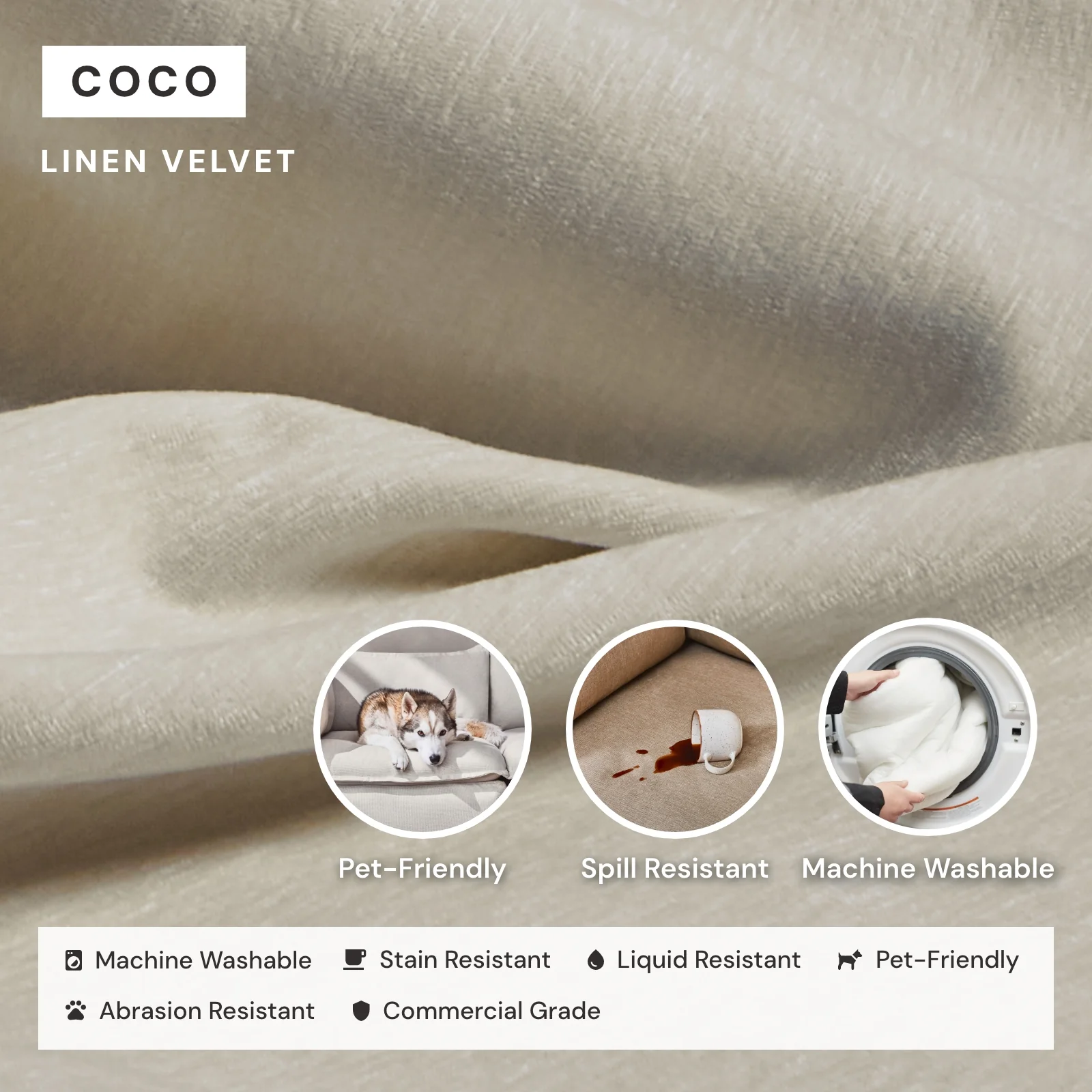 Modular Washable 2-Seater + Ottoman in Coco | Deluxe+ Seat | Cloud Pillow - Image 3