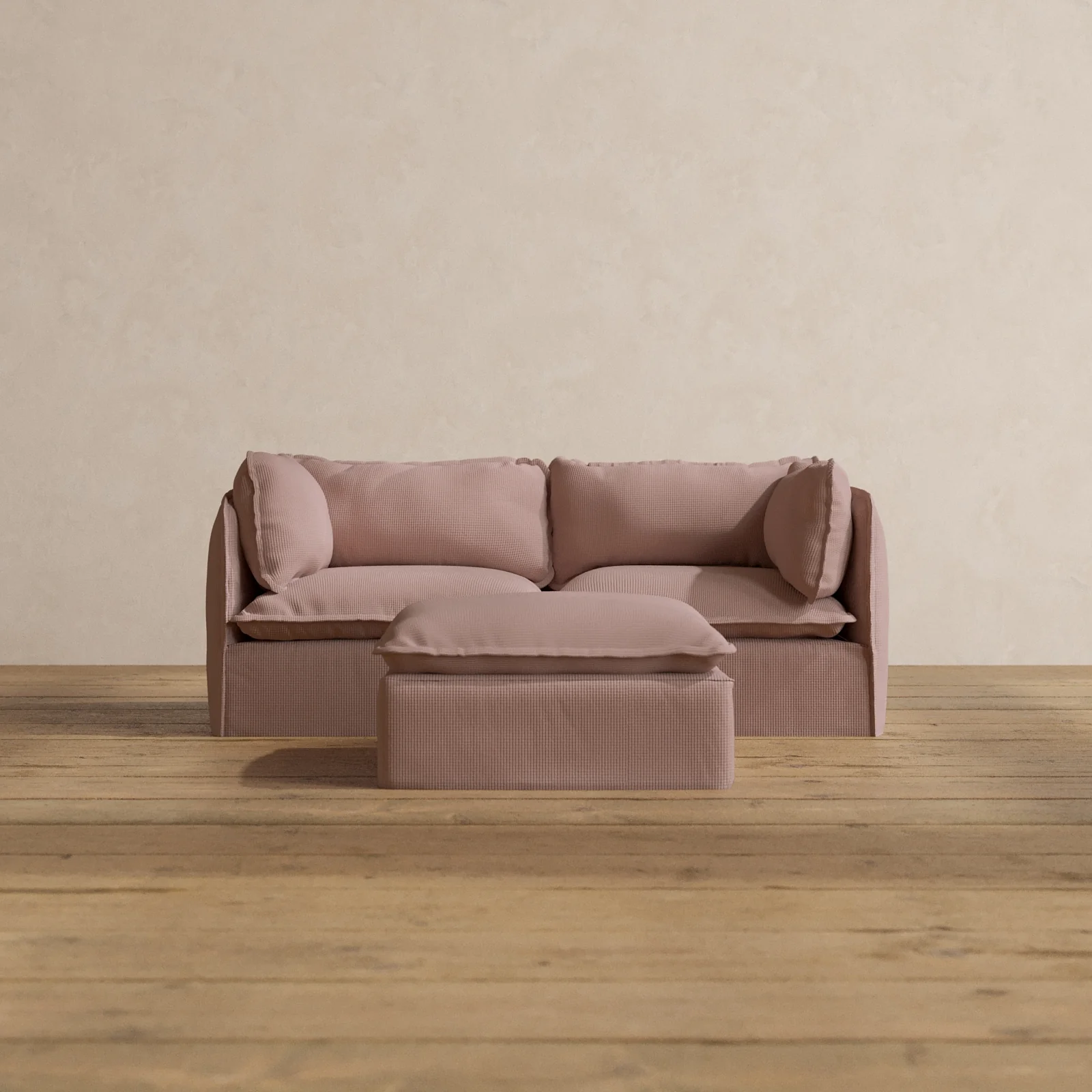 Modular Washable 2-Seater + Ottoman in Sakura | Deluxe+ Seat | Cloud Pillow