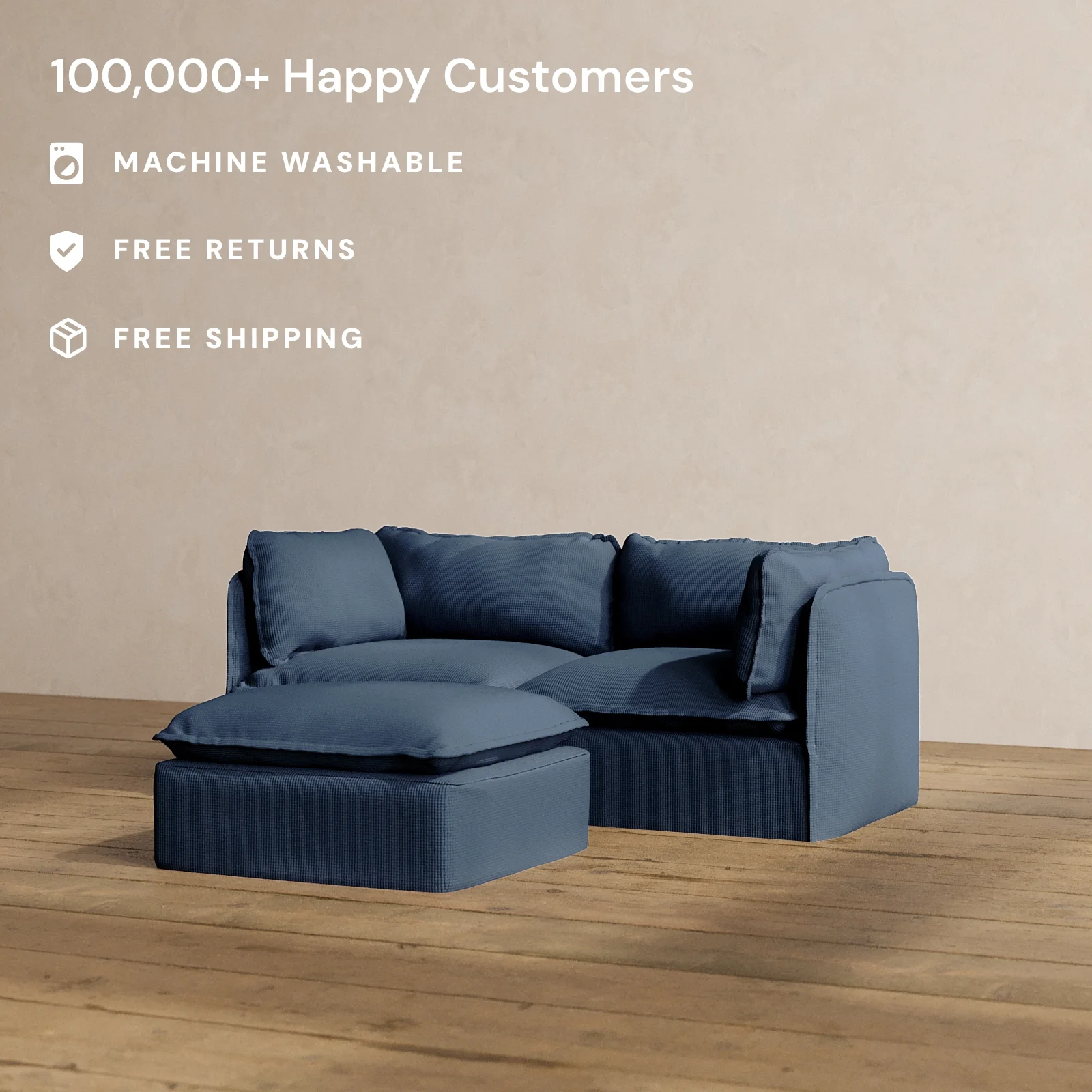 Modular Washable 2-Seater + Ottoman in Sumi | Memorix+ Seat | Contour Pillow - Image 2