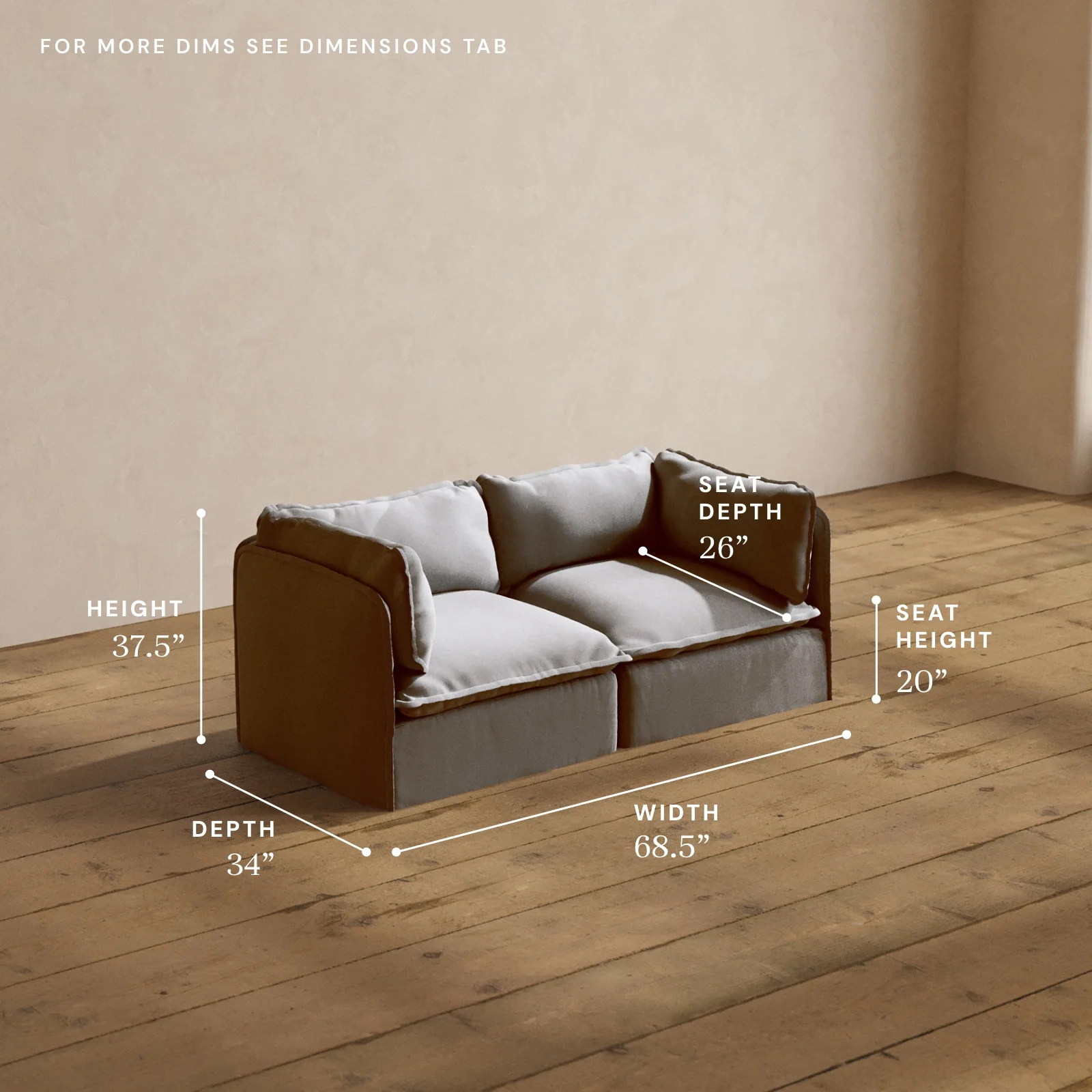 Modular Washable 2-Seater in Pumice | Memorix+ Seat | Contour Pillow - Image 5