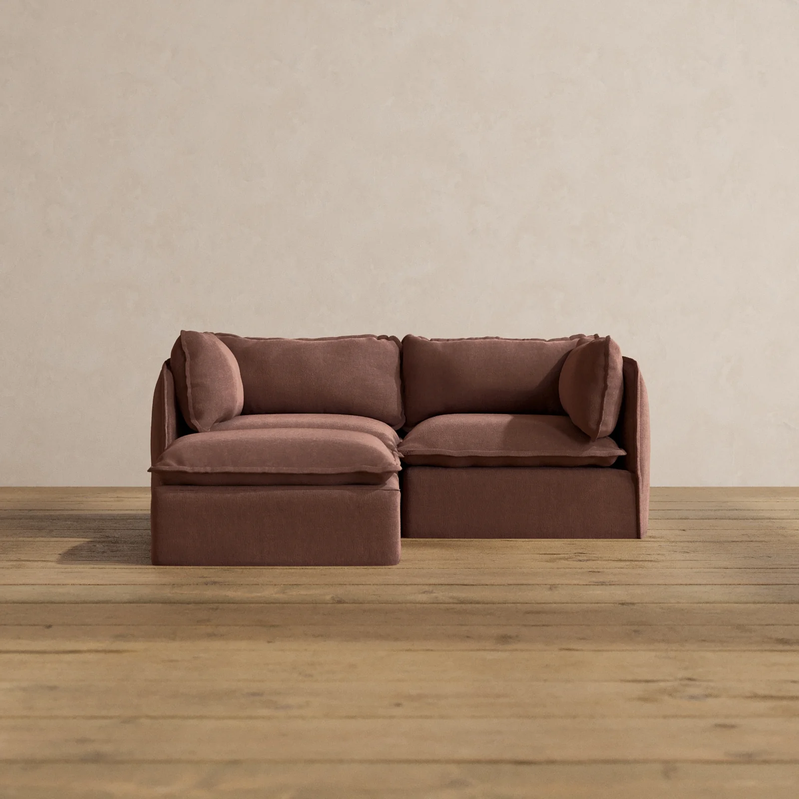 Modular Washable 2-Seater Sectional in Chestnut | Memorix+ Seat | Contour Pillow