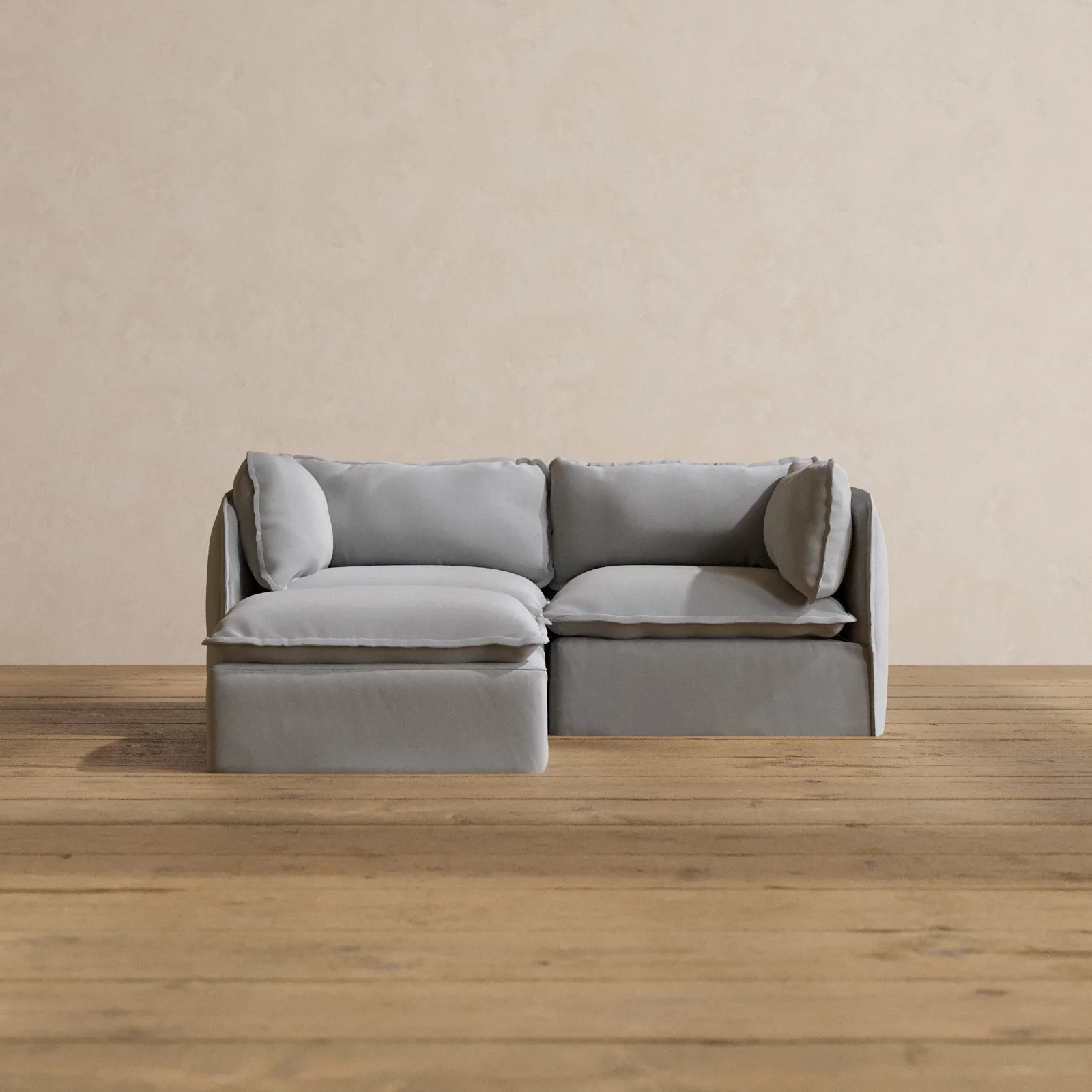 Modular Washable 2-Seater Sectional in Pumice | Memorix+ Seat | Contour Pillow