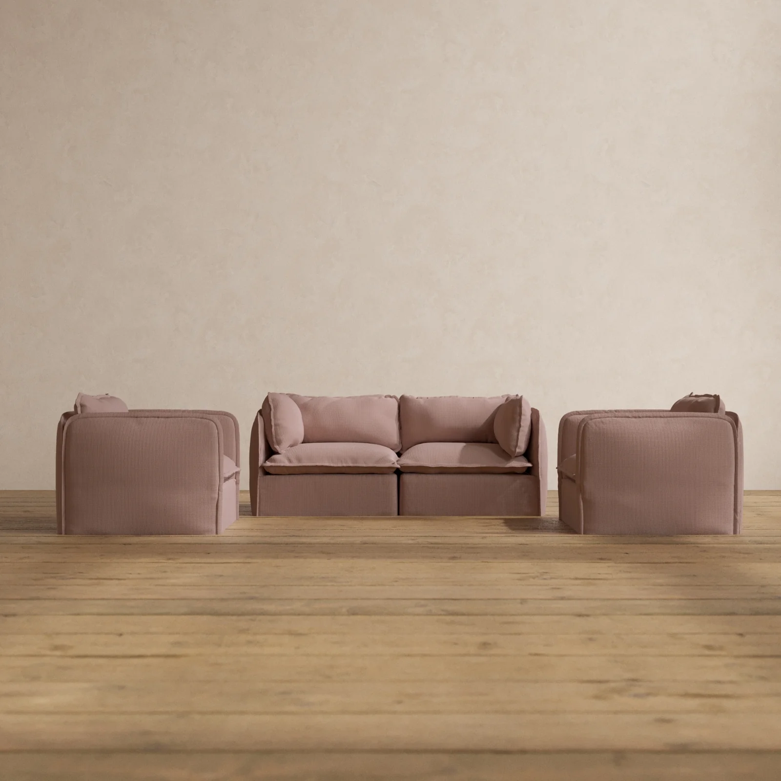 Modular Washable 2-Seater Sofa + Armchair Set in Sakura | Deluxe+ Seat | Cloud Pillow