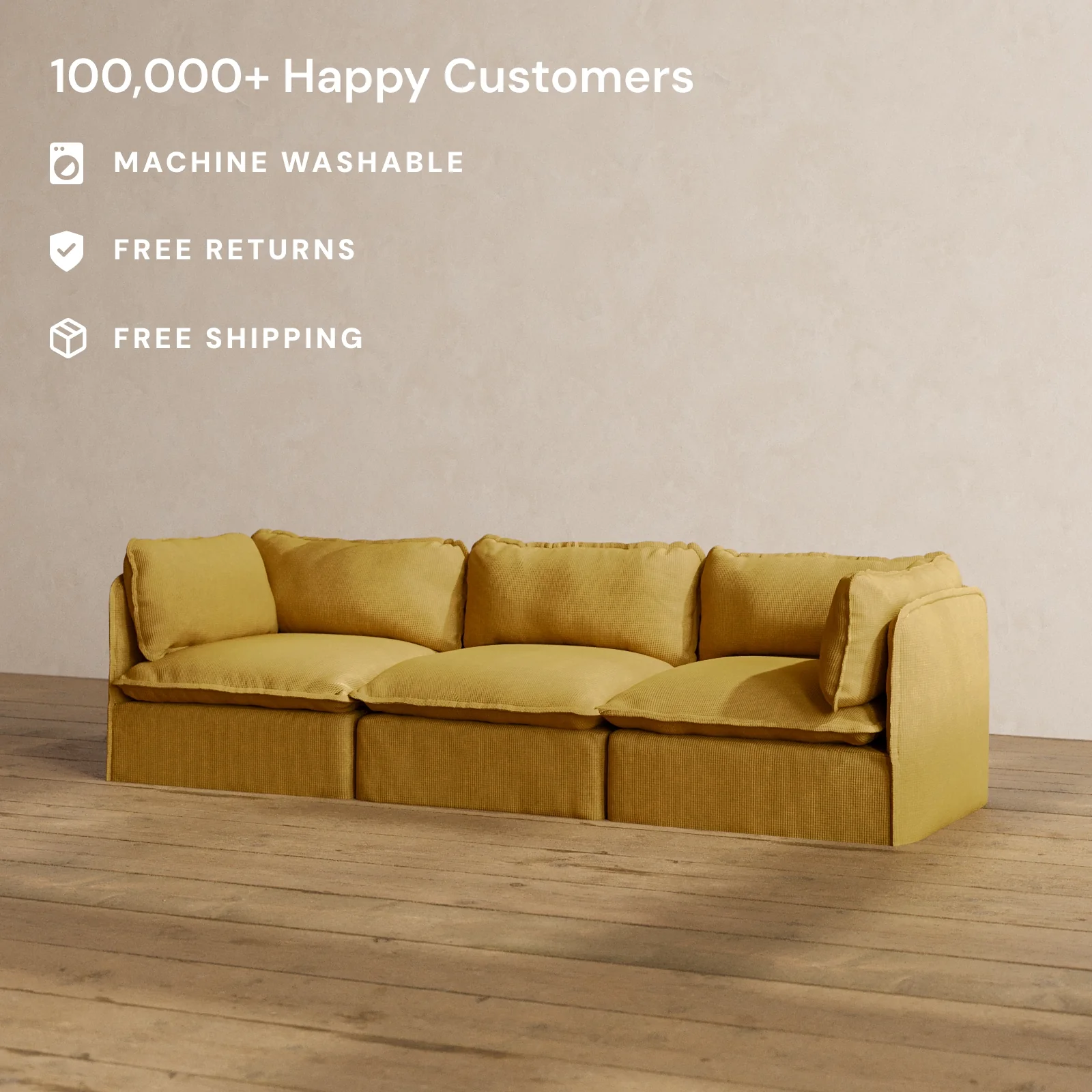 Modular Washable 3-Seater in Kiiro | Memorix+ Seat | Contour Pillow - Image 2
