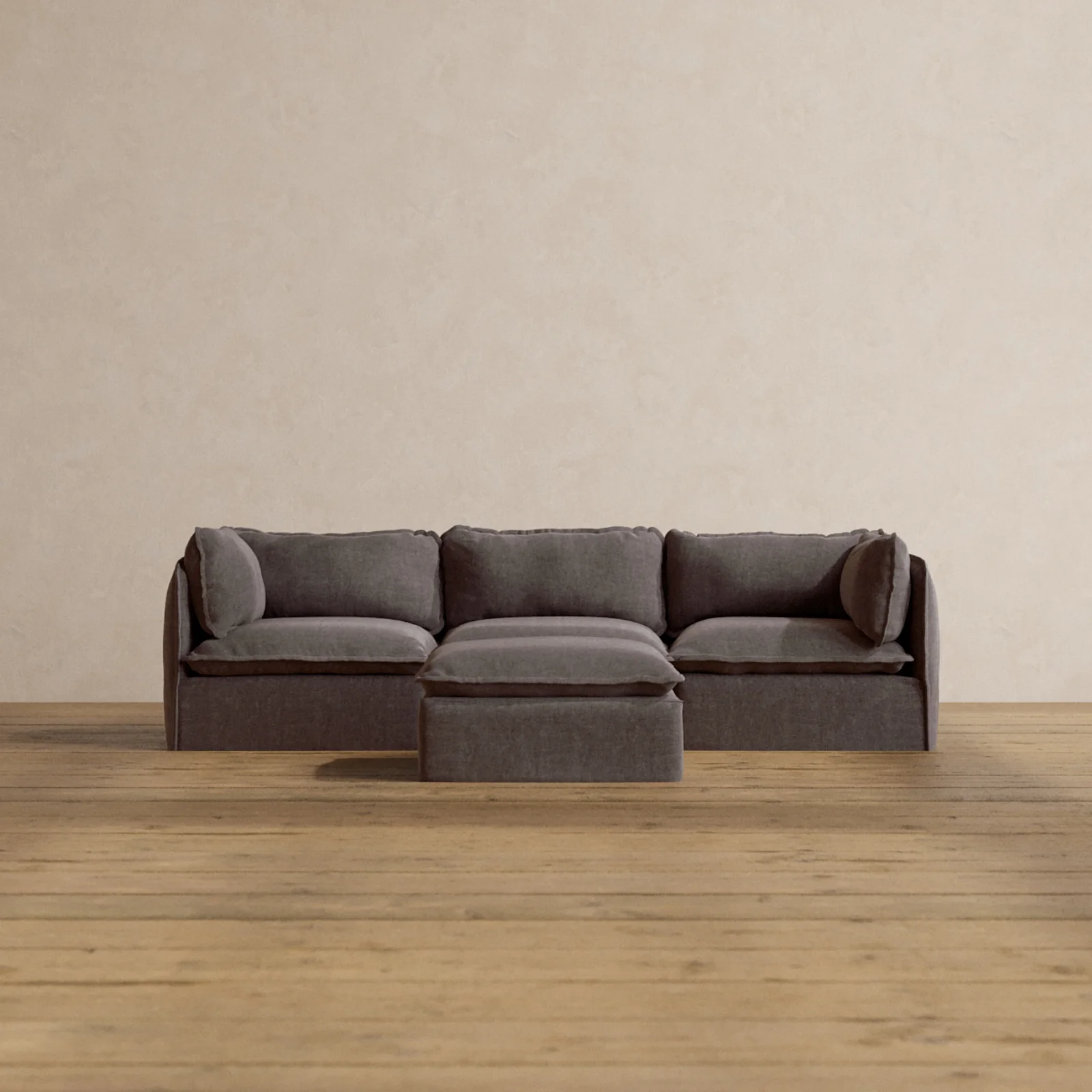 Modular Washable 3-Seater + Ottoman in Caviar | Memorix+ Seat | Contour Pillow