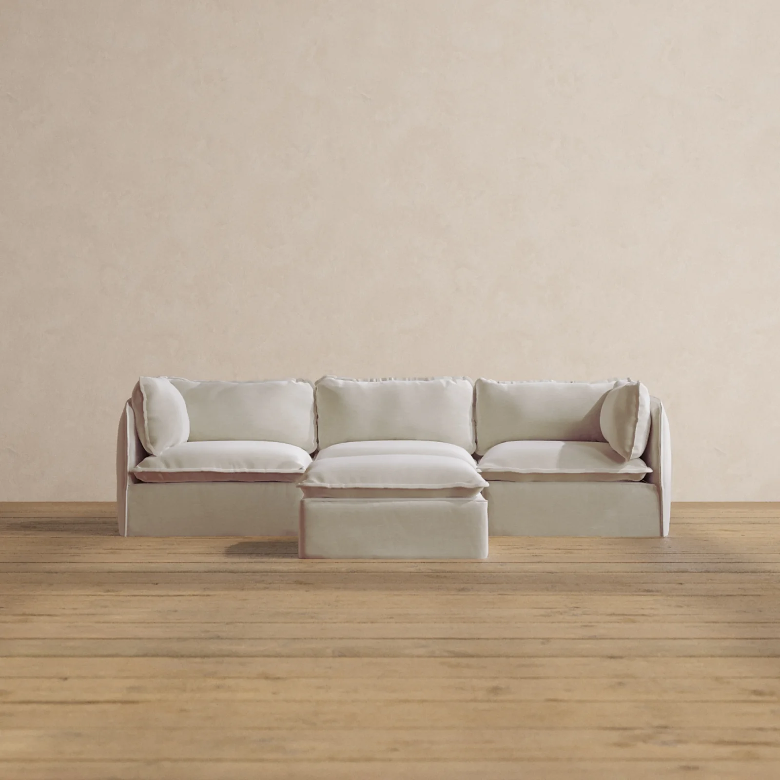 Modular Washable 3-Seater + Ottoman in Coco | Memorix+ Seat | Contour Pillow