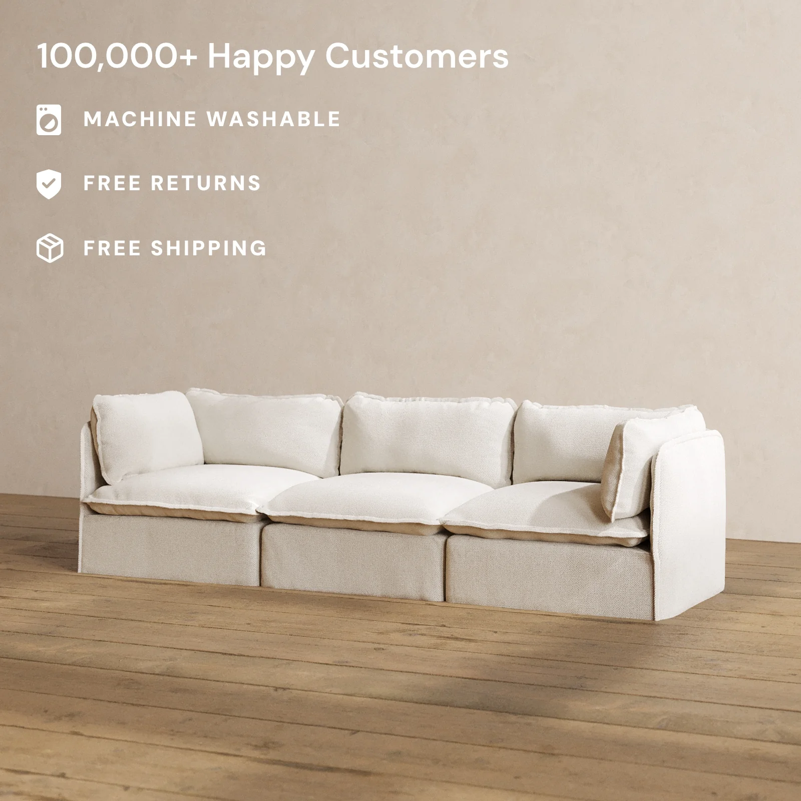 Modular Washable 3-Seater in Powder | Memorix+ Seat | Contour Pillow - Image 2