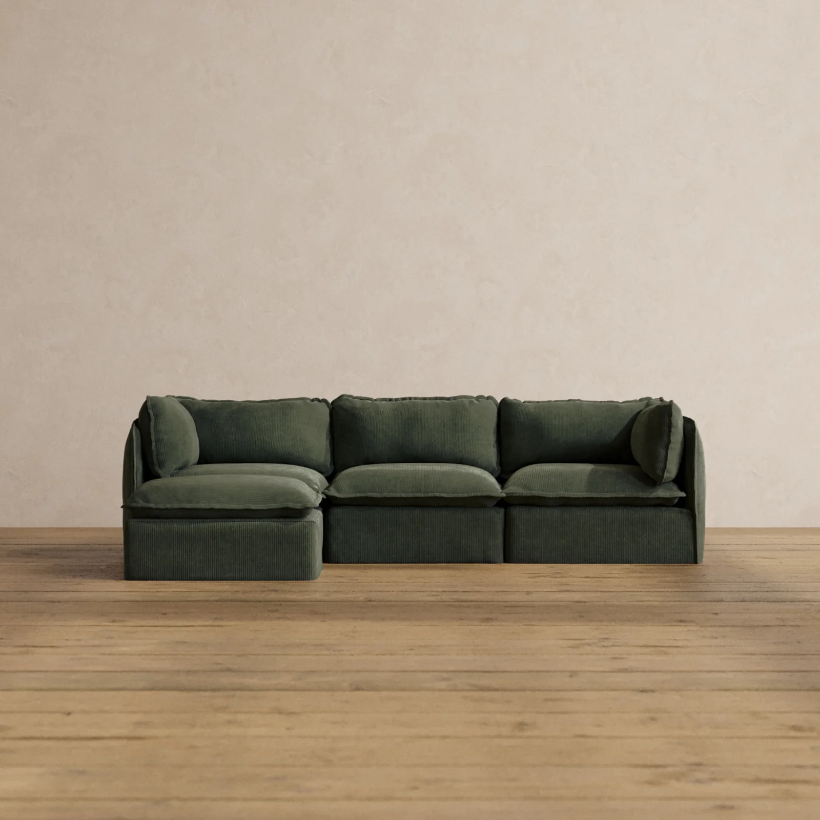 Modular Washable 3-Seater Sectional in Olivine | Memorix+ Seat | Contour Pillow