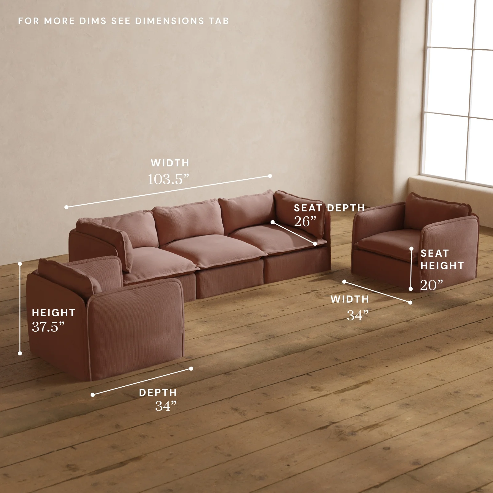 Modular Washable 3-Seater Sofa + Armchair Set in Sakura | Memorix+ Seat | Contour Pillow - Image 5