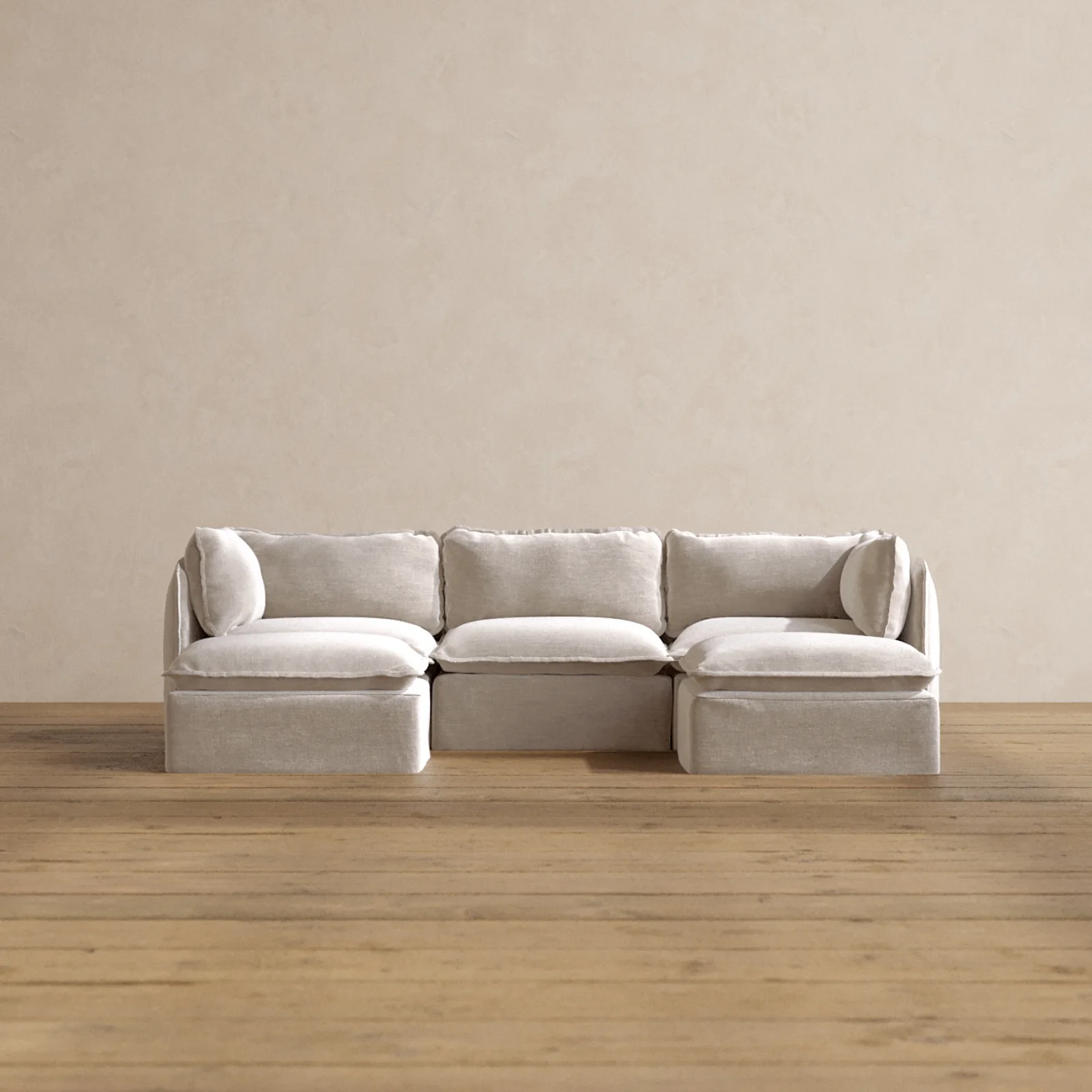 Modular Washable 3-Seater U-Sectional in Mist | Memorix+ Seat | Contour Pillow