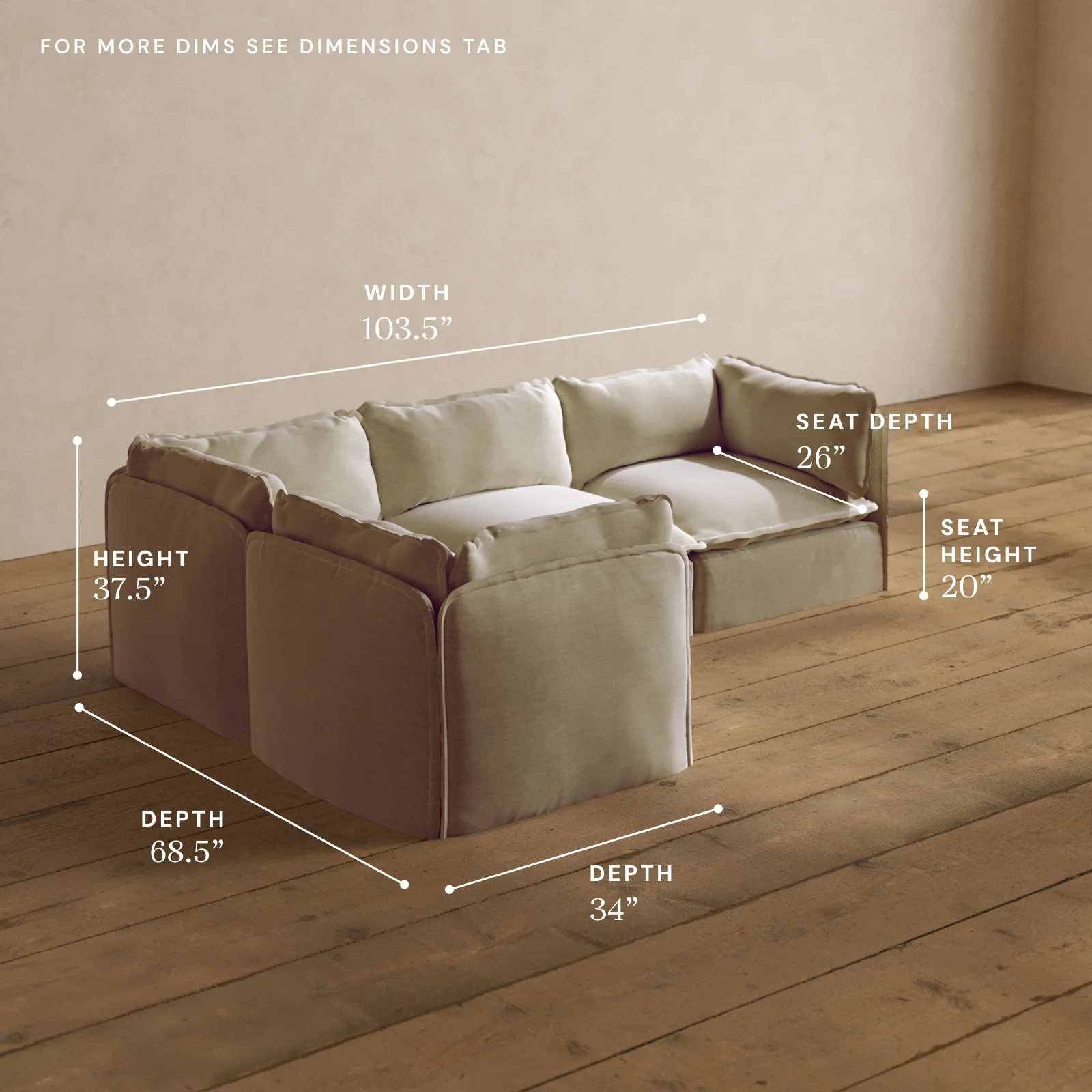 Modular Washable 4-Seater Corner Sectional in Coco | Memorix+ Seat | Contour Pillow - Image 5