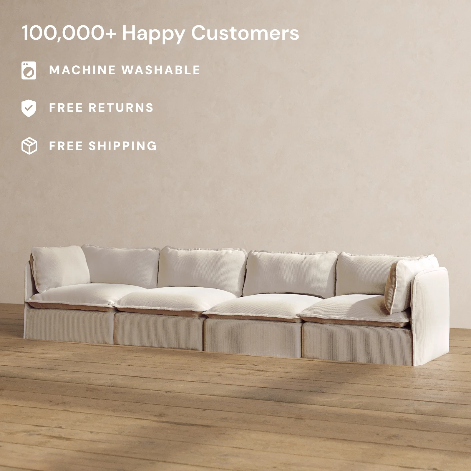 Modular Washable 4-Seater in Milk | Memorix+ Seat | Contour Pillow - Image 2