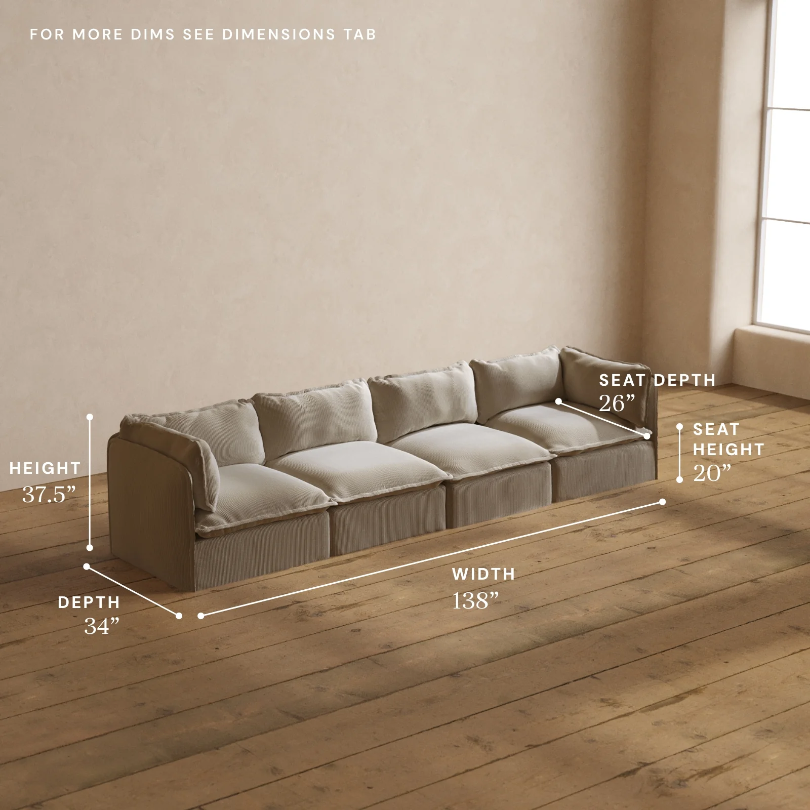 Modular Washable 4-Seater in Milk | Memorix+ Seat | Contour Pillow - Image 5