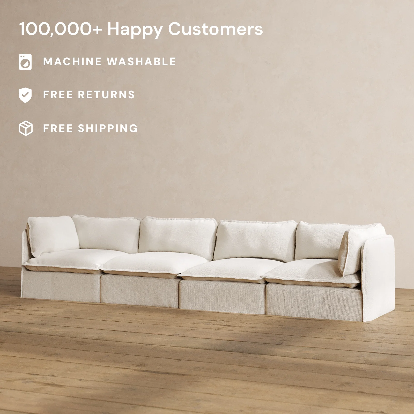 Modular Washable 4-Seater in Powder | Memorix+ Seat | Contour Pillow - Image 2