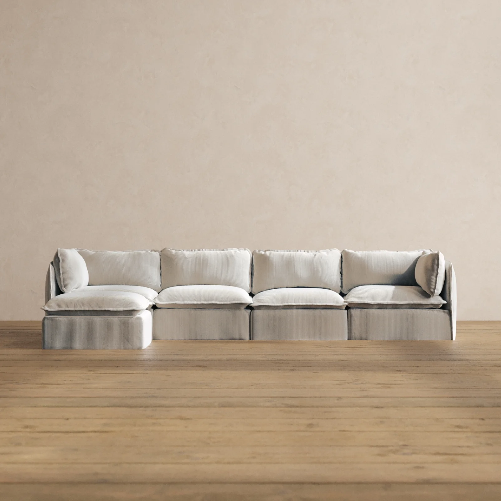 Modular Washable 4-Seater Sectional in Milk | Memorix+ Seat | Contour Pillow
