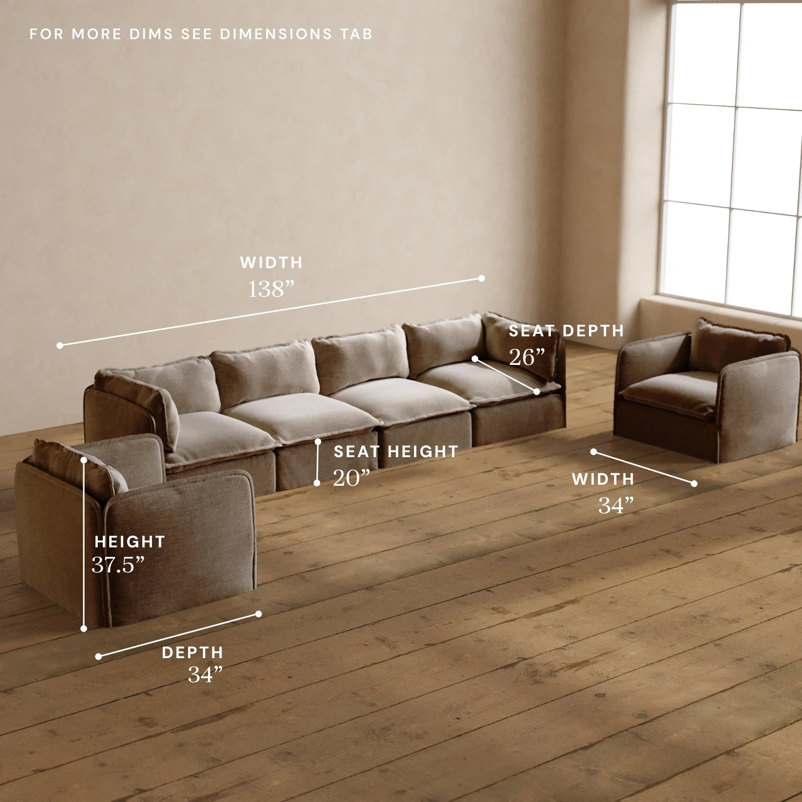 Modular Washable 4-Seater Sofa + Armchair Set in Mist | Deluxe+ Seat | Cloud Pillow - Image 5