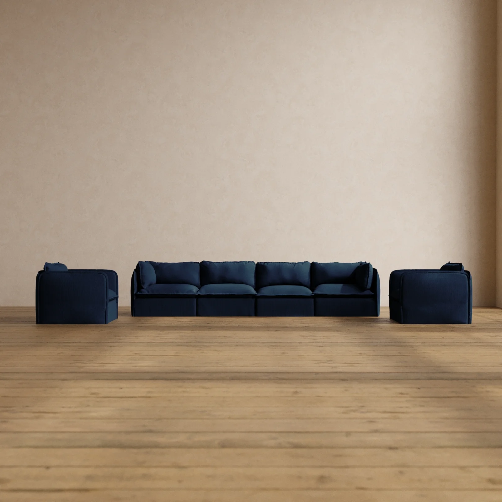 Modular Washable 4-Seater Sofa + Armchair Set in Sumi | Memorix+ Seat | Contour Pillow