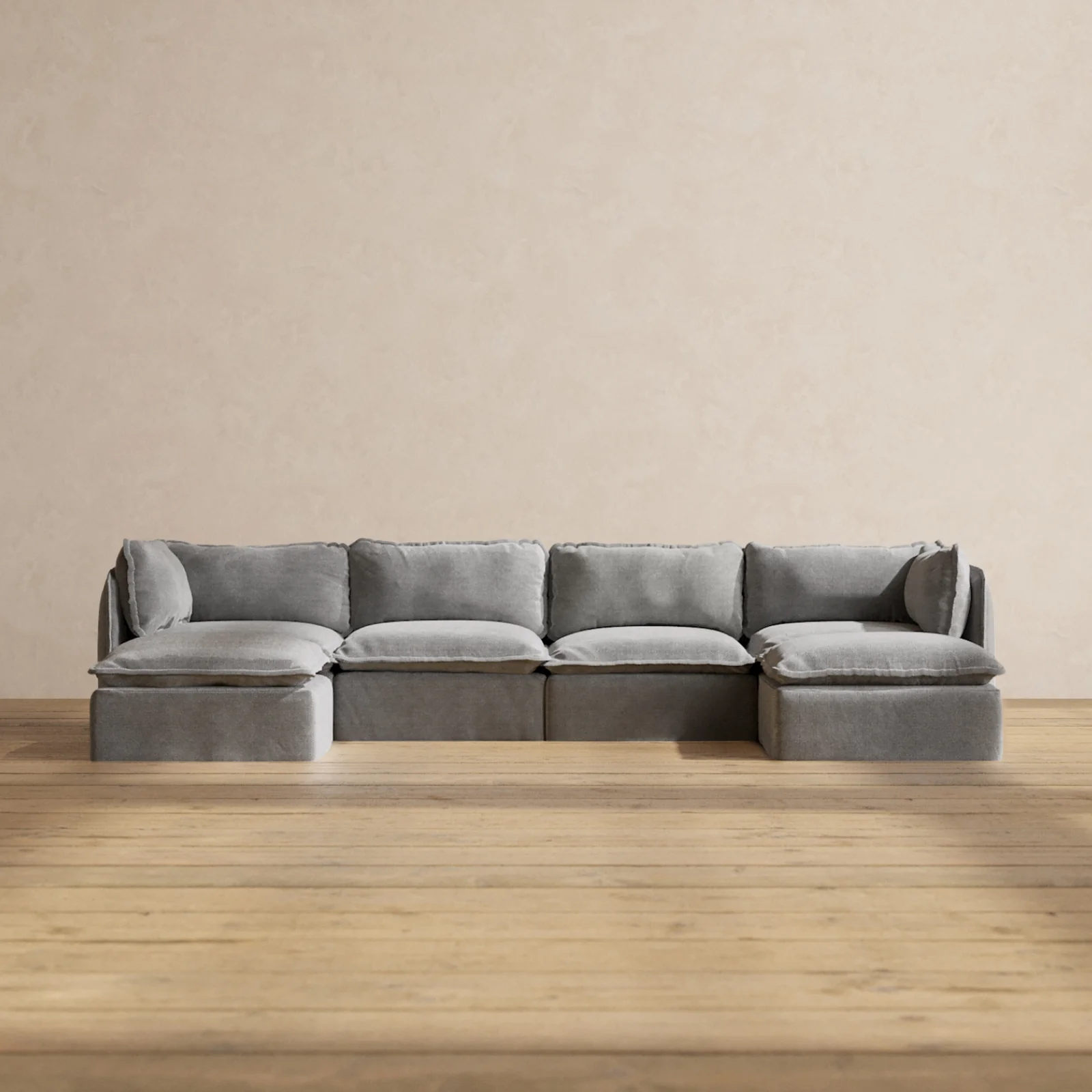 Modular Washable 4-Seater U-Sectional in Ash | Memorix+ Seat | Contour Pillow