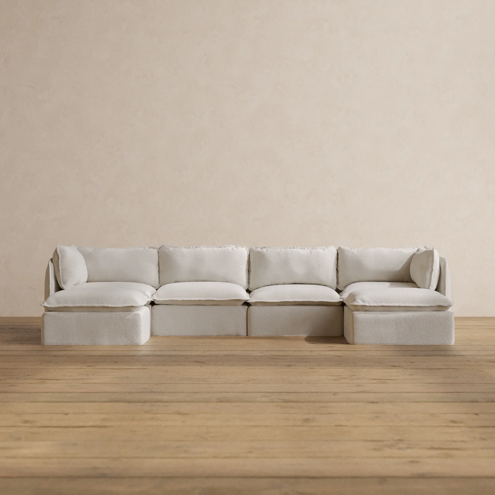 Modular Washable 4-Seater U-Sectional in Powder | Memorix+ Seat | Contour Pillow