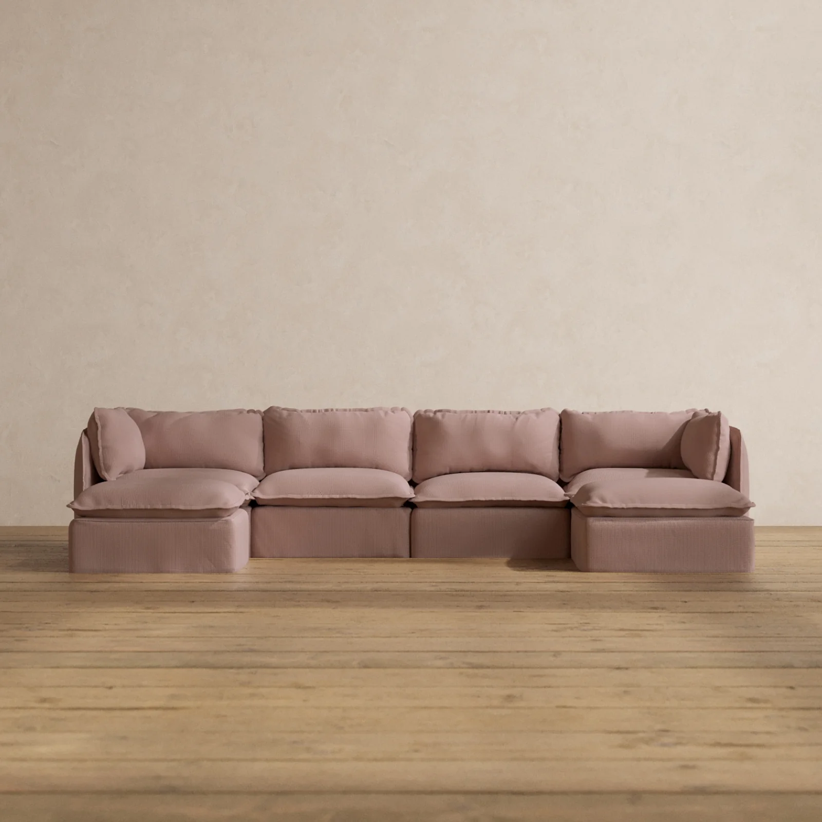 Modular Washable 4-Seater U-Sectional in Sakura | Memorix+ Seat | Contour Pillow