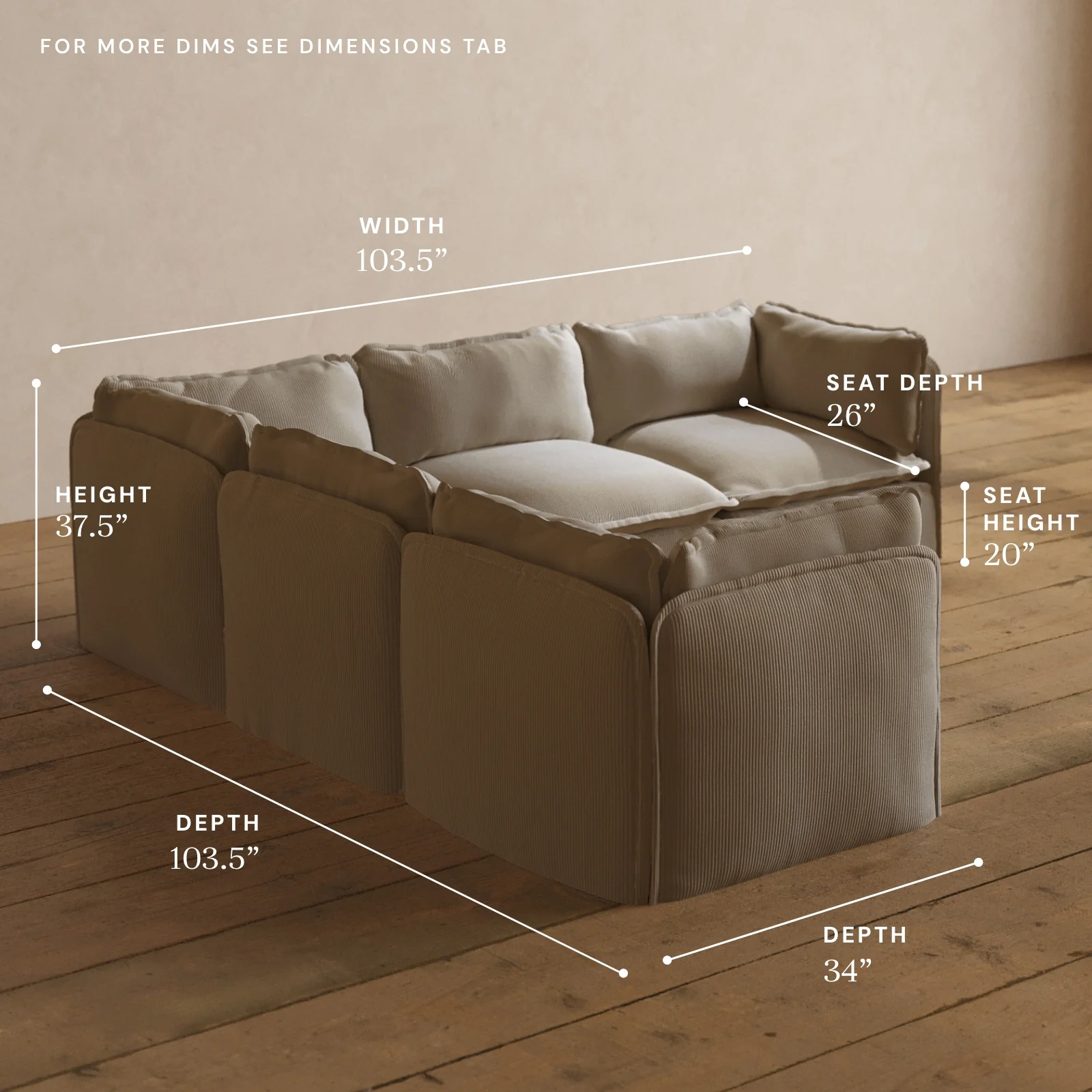 Modular Washable 5-Seater Corner Sectional in Milk | Memorix+ Seat | Contour Pillow - Image 5