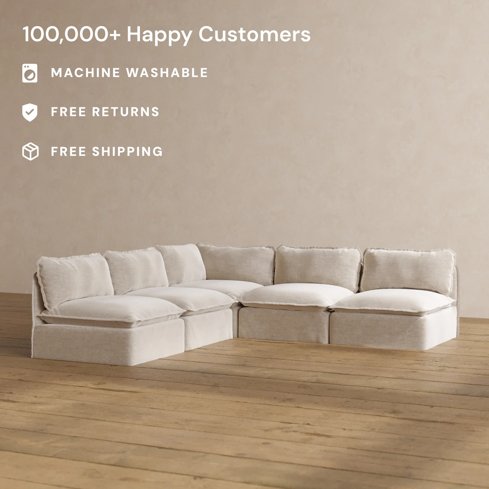 Modular Washable 5-Seater Open-Ends Corner Sectional in Mist | Memorix+ Seat | Contour Pillow - Image 2