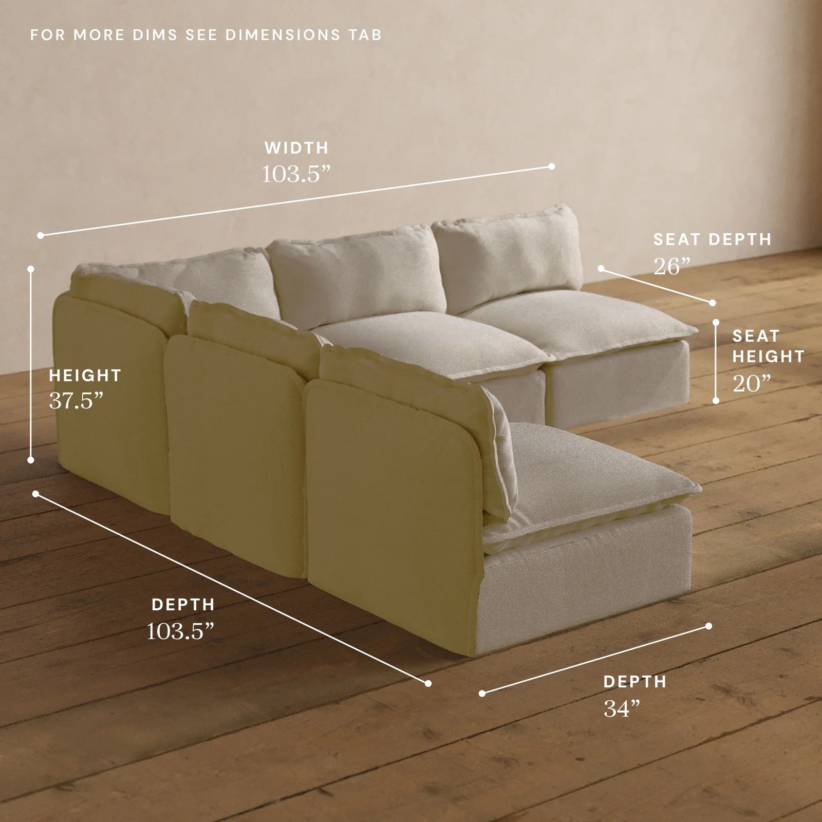Modular Washable 5-Seater Open-Ends Corner Sectional in Powder | Deluxe+ Seat | Cloud Pillow - Image 5