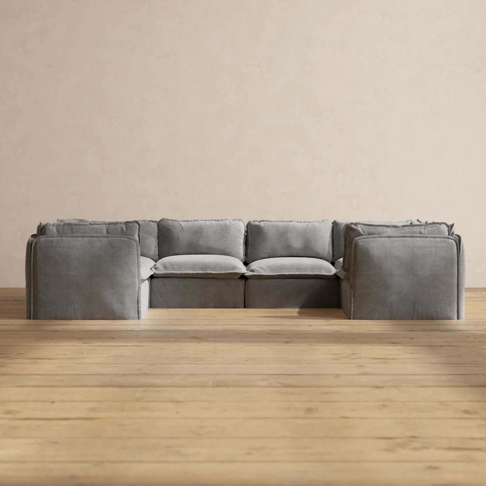 Modular Washable 6-Seater U-Sectional in Ash | Memorix+ Seat | Contour Pillow