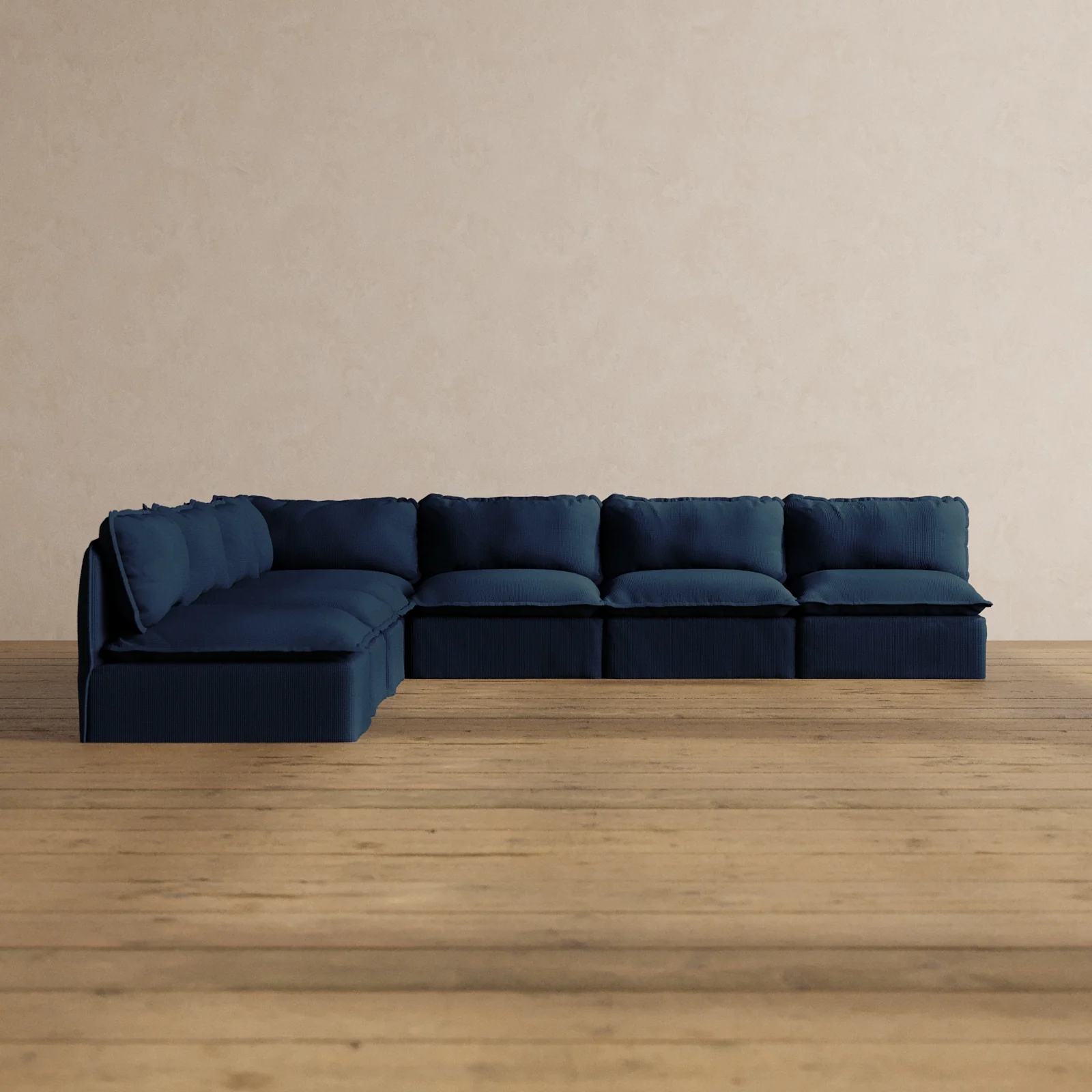 Modular Washable 7-Seater Open-Ends Corner Sectional in Sumi | Deluxe+ Seat | Cloud Pillow