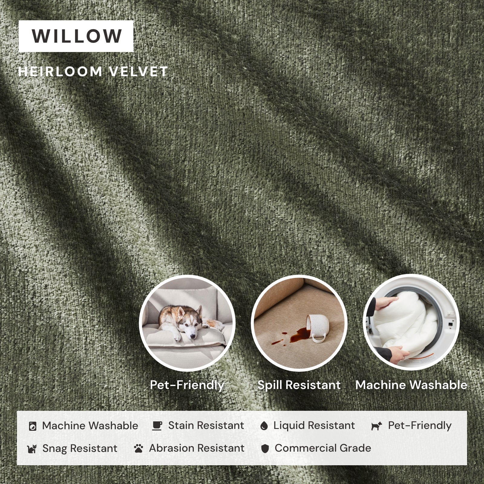 Modular Washable 7-Seater Open-Ends U-Sectional in Willow | Deluxe+ Seat | Cloud Pillow - Image 3