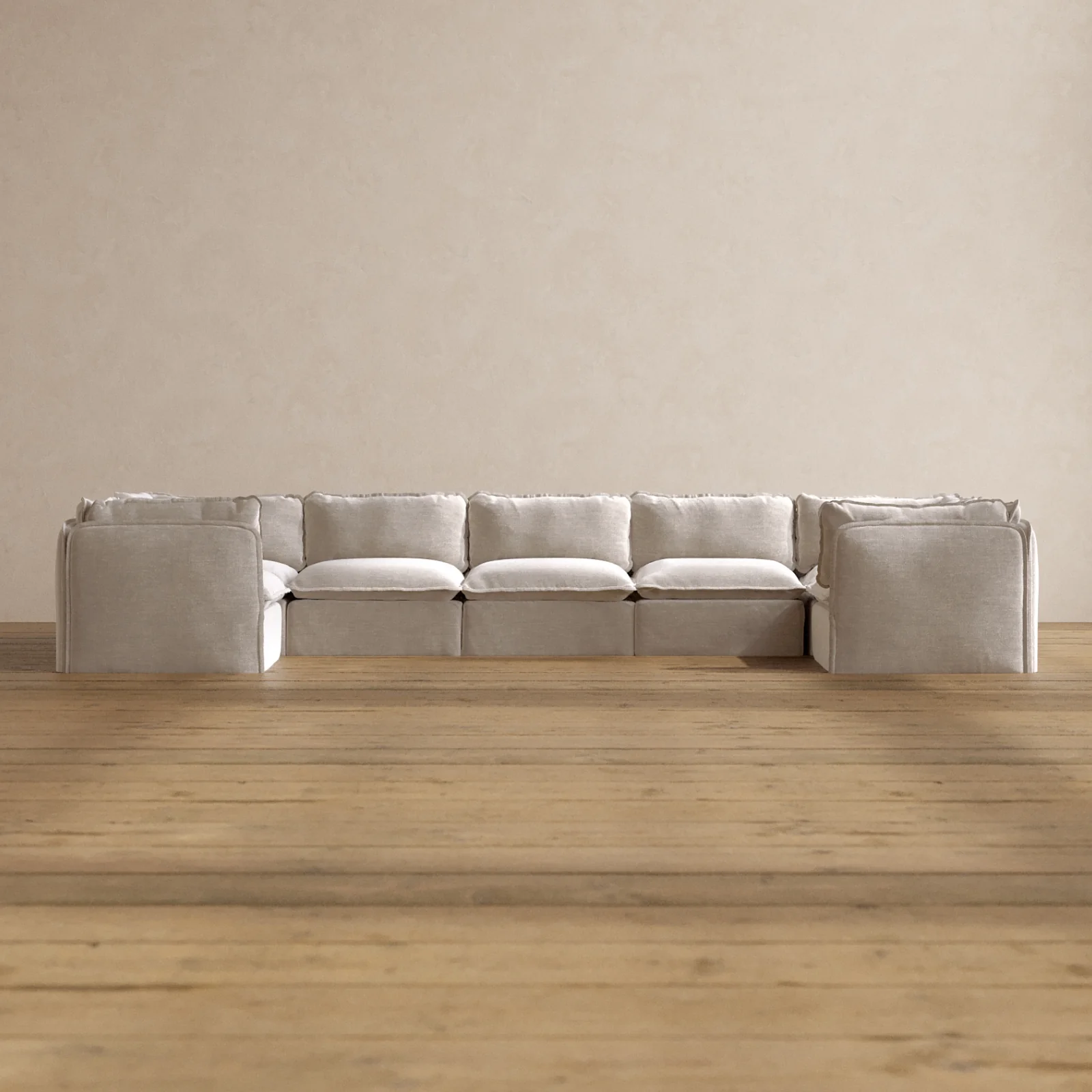Modular Washable 7-Seater U-Sectional in Mist | Memorix+ Seat | Contour Pillow