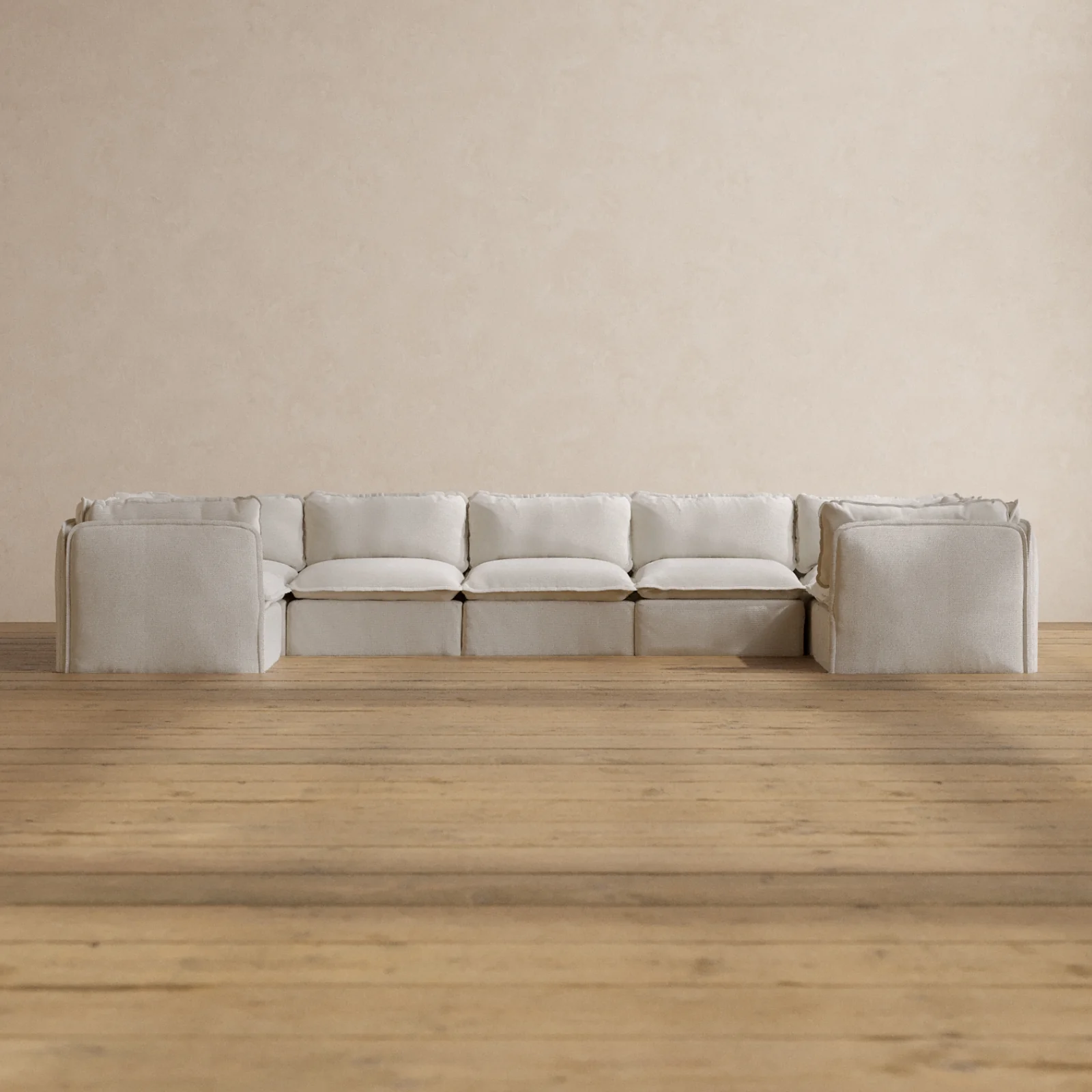 Modular Washable 7-Seater U-Sectional in Powder | Memorix+ Seat | Contour Pillow