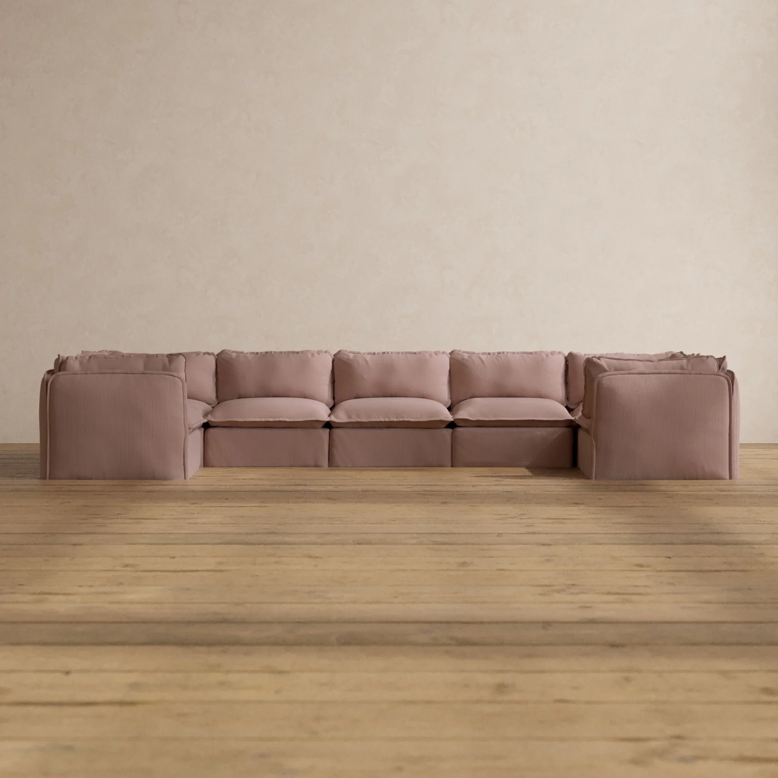 Modular Washable 7-Seater U-Sectional in Sakura | Deluxe+ Seat | Cloud Pillow