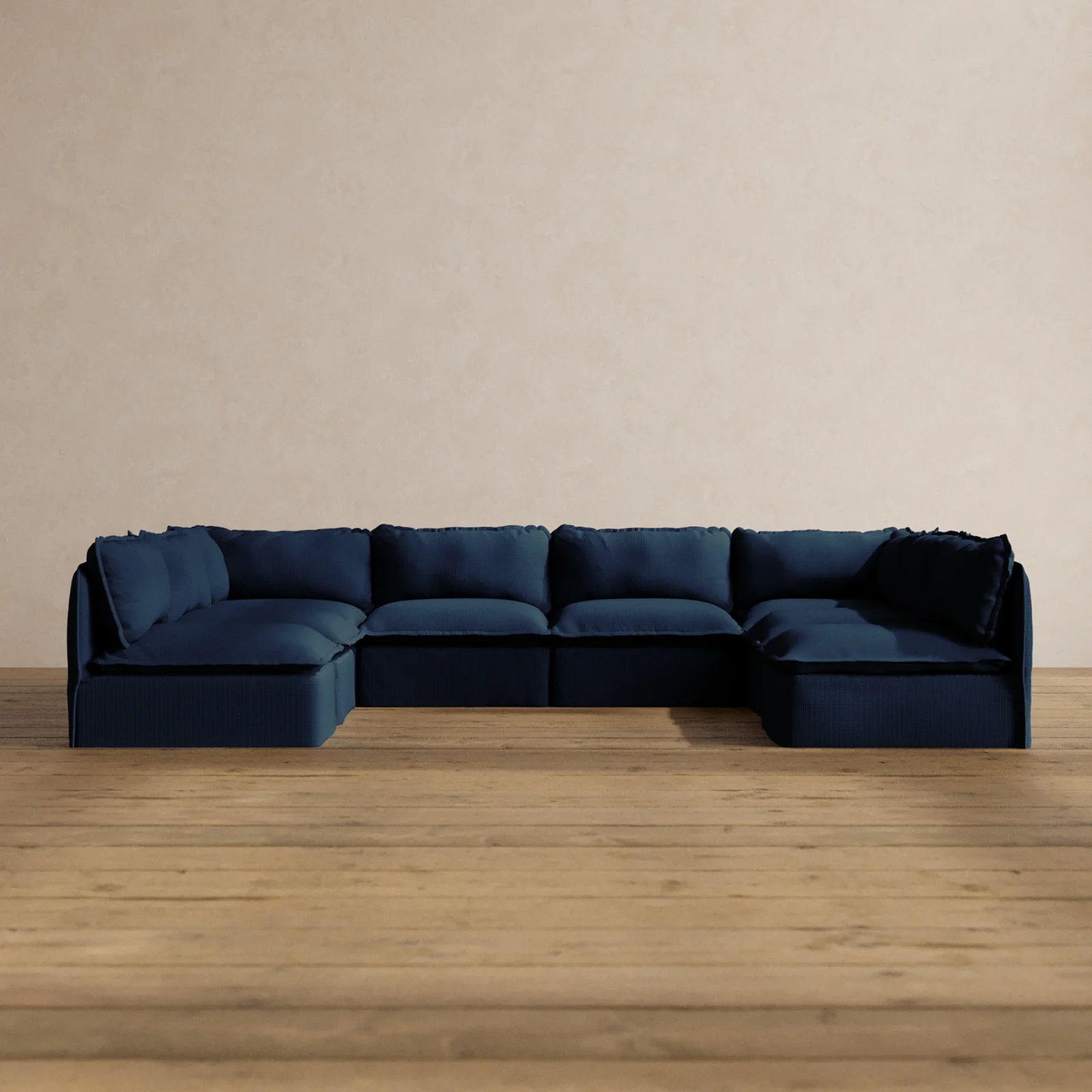Modular Washable 8-Seater Open-Ends U-Sectional in Sumi | Memorix+ Seat | Contour Pillow