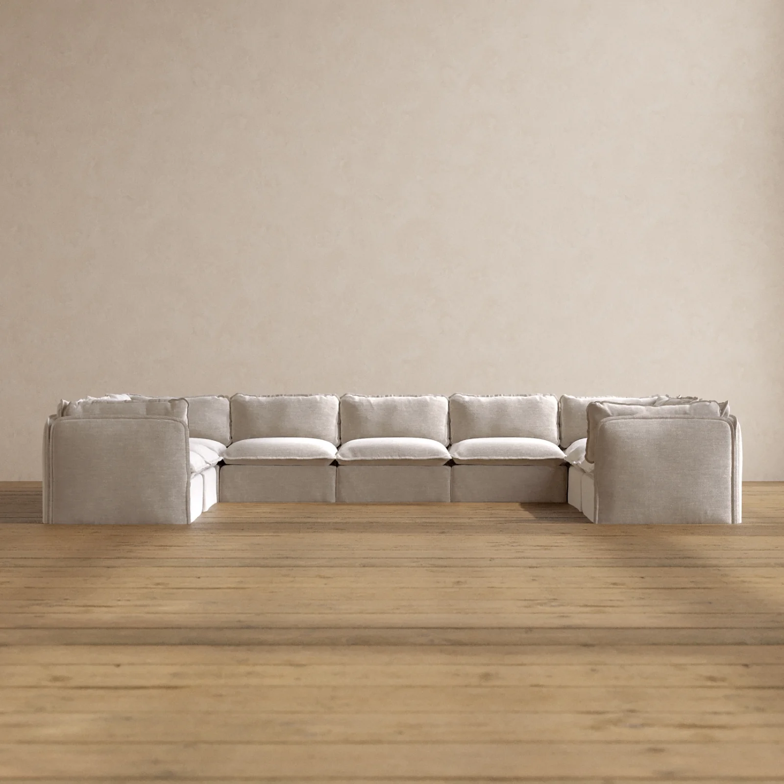 Modular Washable 9-Seater U-Sectional in Mist | Memorix+ Seat | Contour Pillow