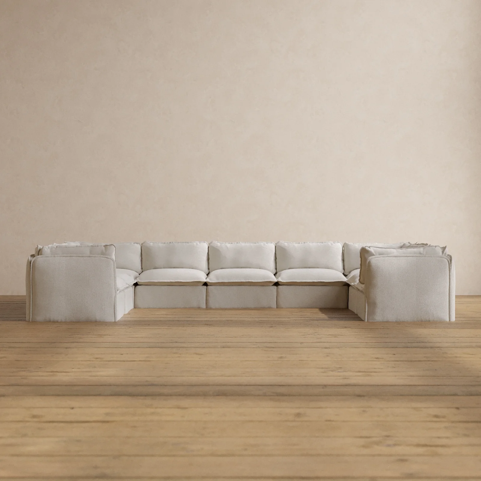 Modular Washable 9-Seater U-Sectional in Powder | Memorix+ Seat | Contour Pillow