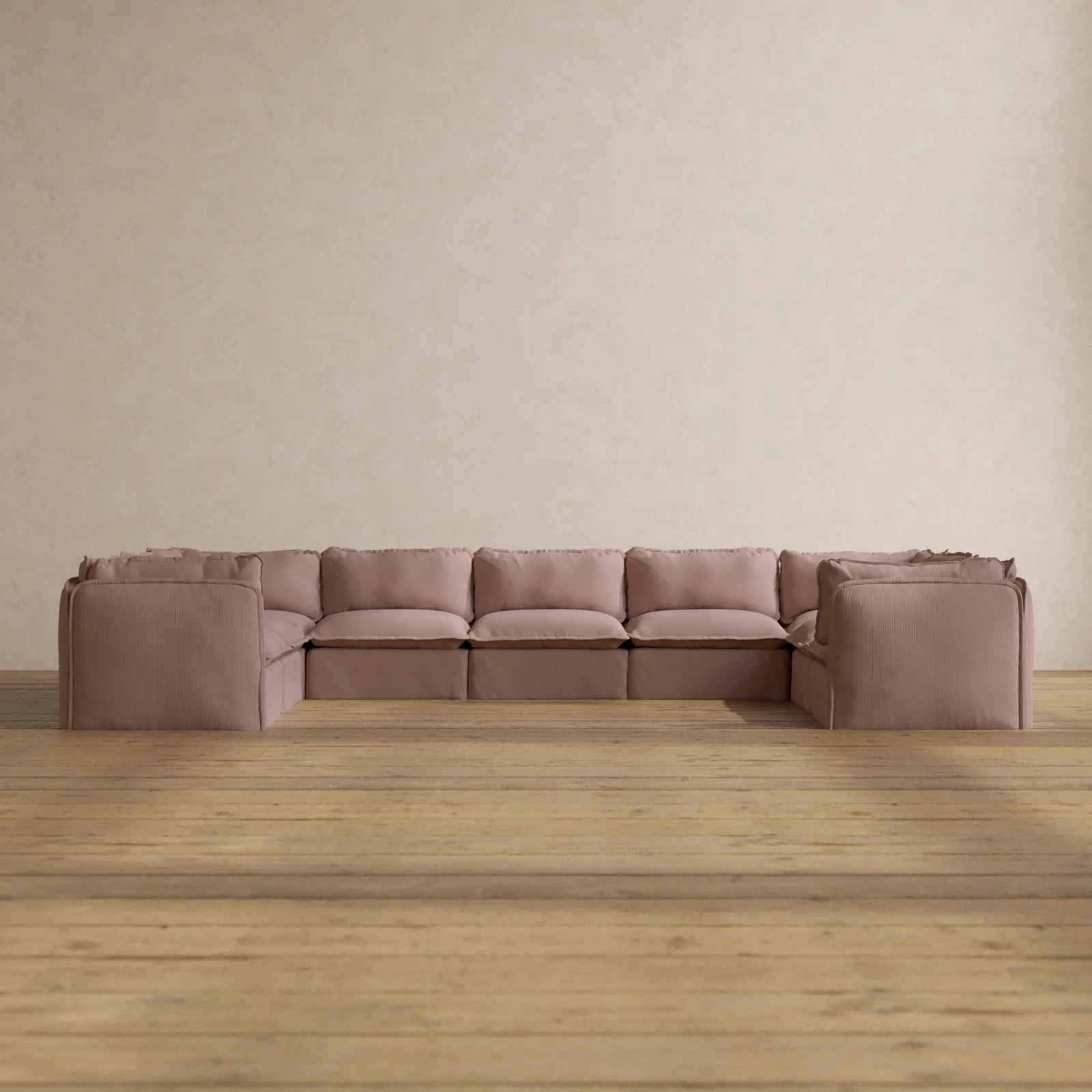 Modular Washable 9-Seater U-Sectional in Sakura | Memorix+ Seat | Contour Pillow