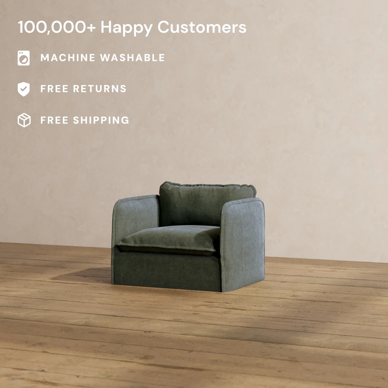 Modular Washable Armchair in Olivine | Deluxe+ Seat | Cloud Pillow - Image 2